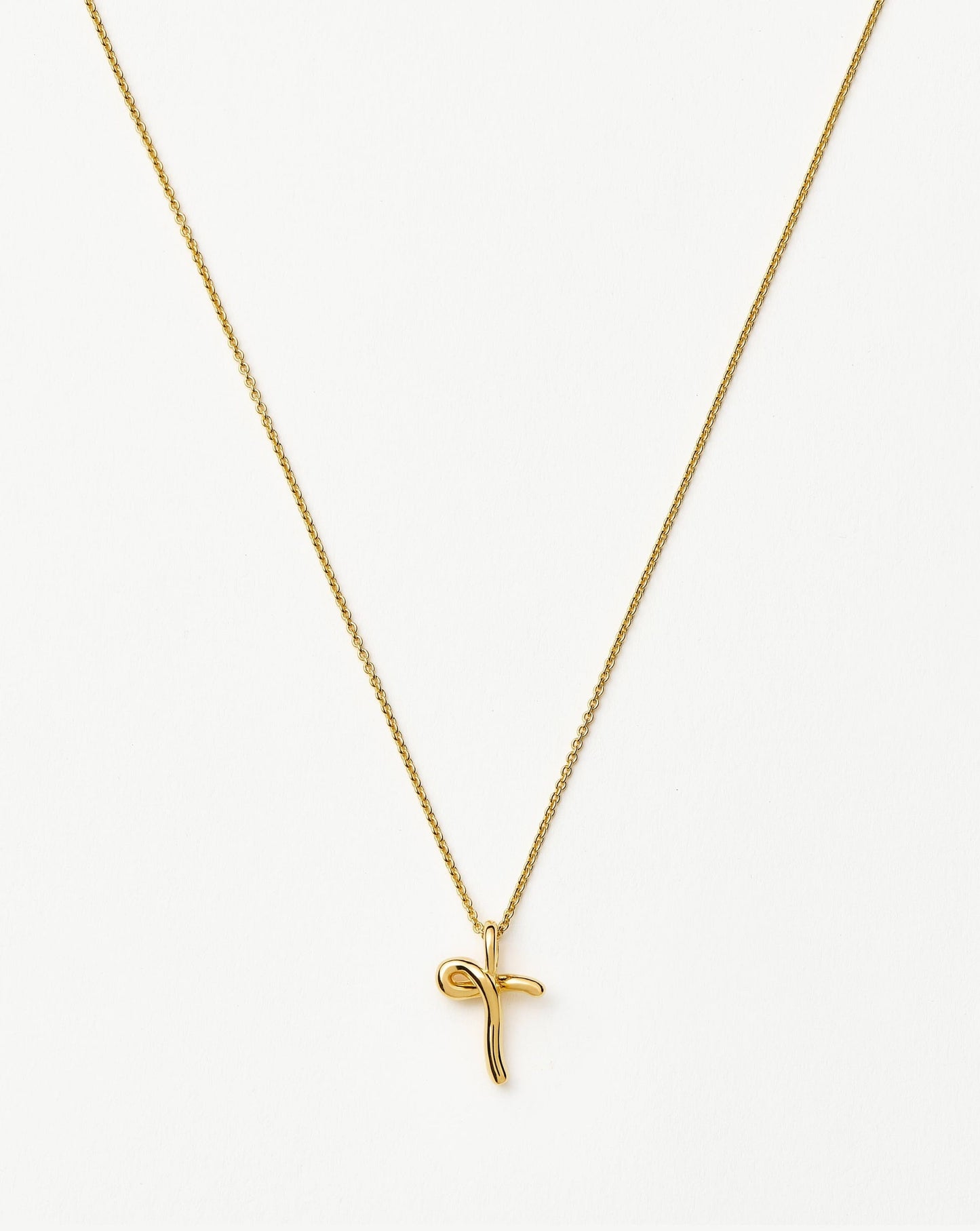 Curly Molten Mini Initial Necklace - T | 18ct Gold Vermeil