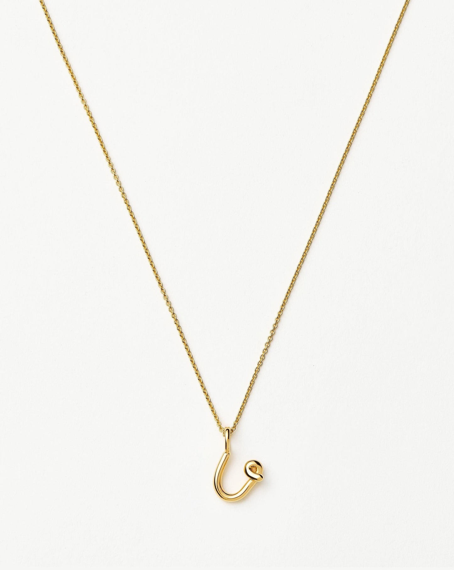 Curly Molten Mini Initial Necklace - U | 18ct Gold Vermeil