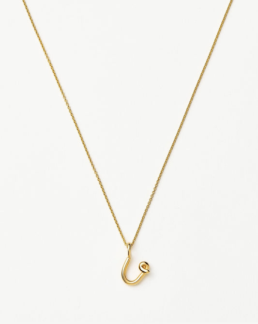 Curly Molten Mini Initial Necklace - U | 18ct Gold Vermeil
