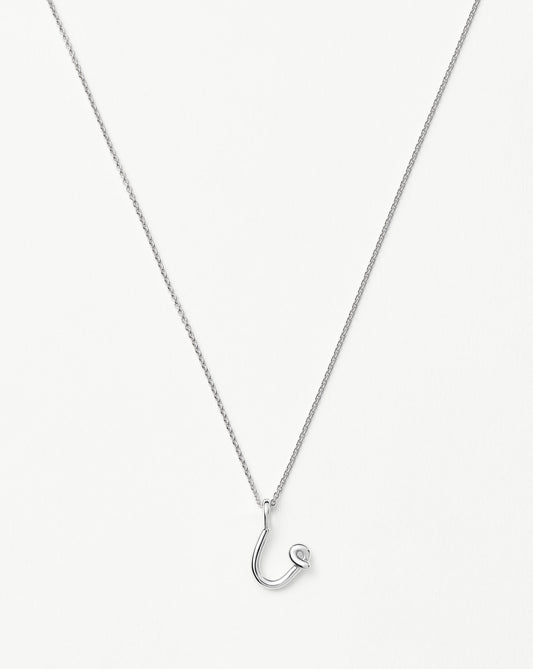 Curly Molten Mini Initial Necklace - U | Sterling Silver