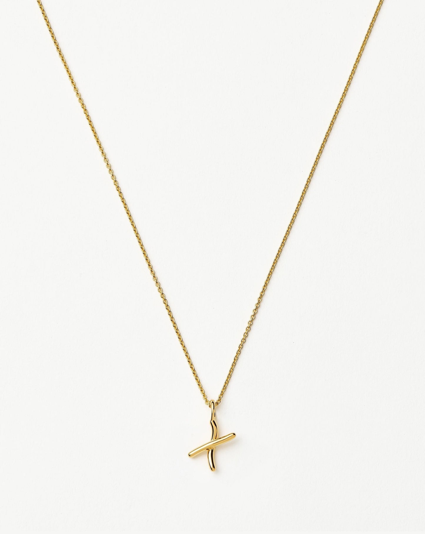 Curly Molten Mini Initial Necklace - X | 18ct Gold Vermeil