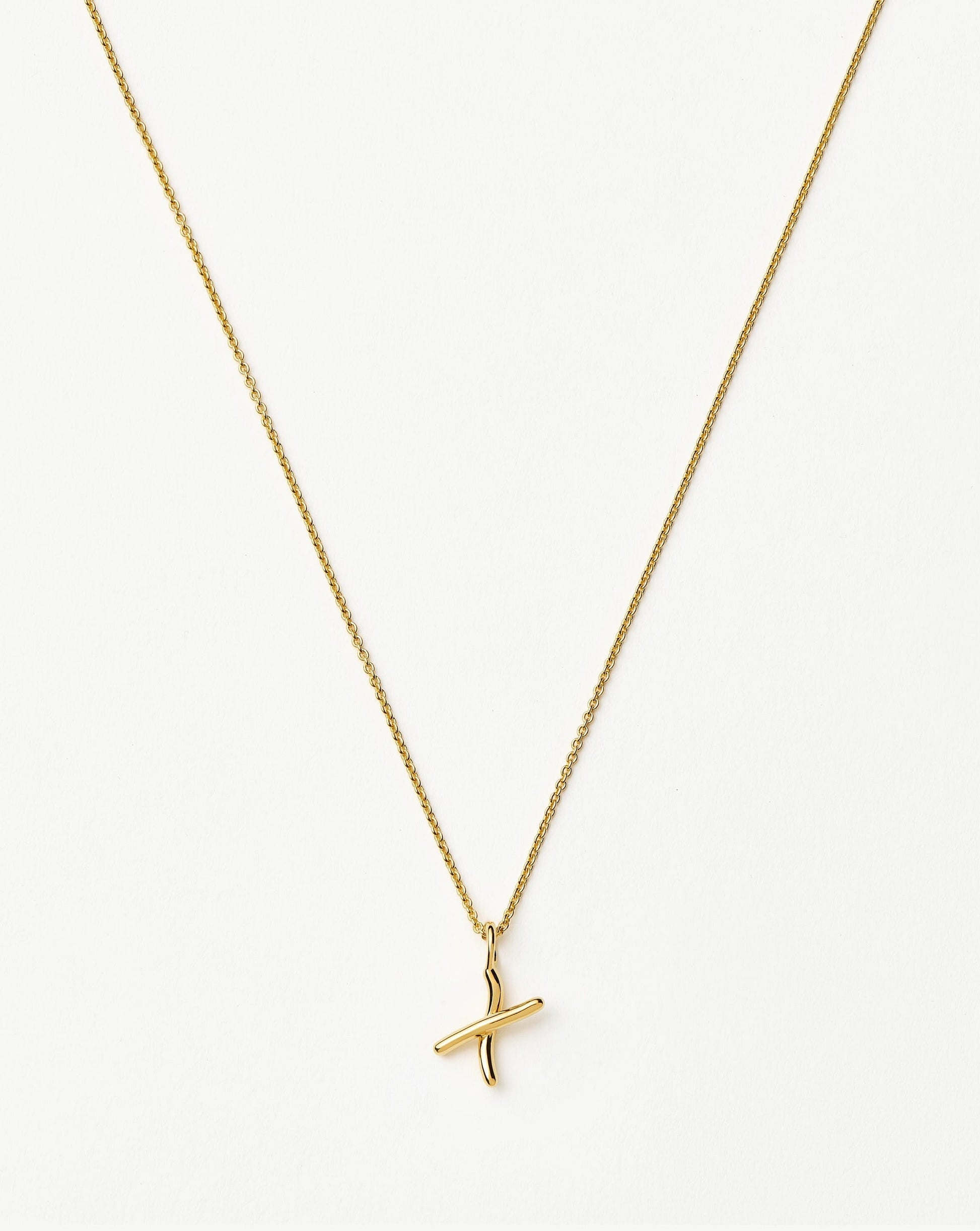 Curly Molten Mini Initial Necklace - X | 18ct Gold Vermeil