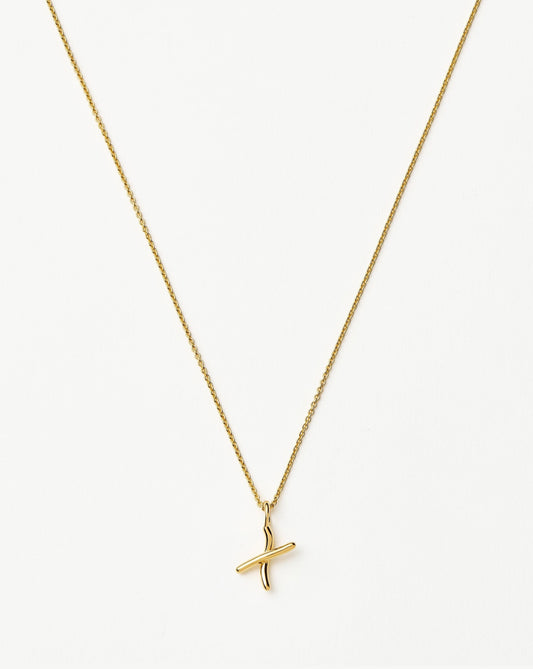 Curly Molten Mini Initial Necklace - X | 18ct Gold Vermeil