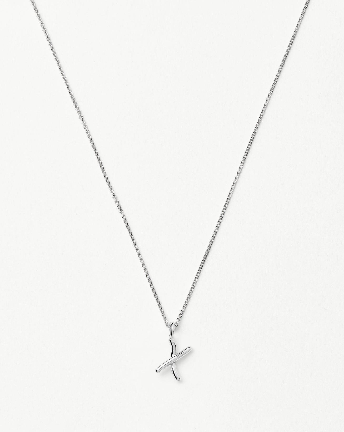 Curly Molten Mini Initial Necklace - X | Sterling Silver