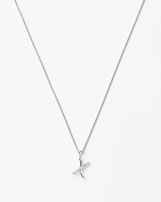 Curly Molten Mini Initial Necklace - X | Sterling Silver