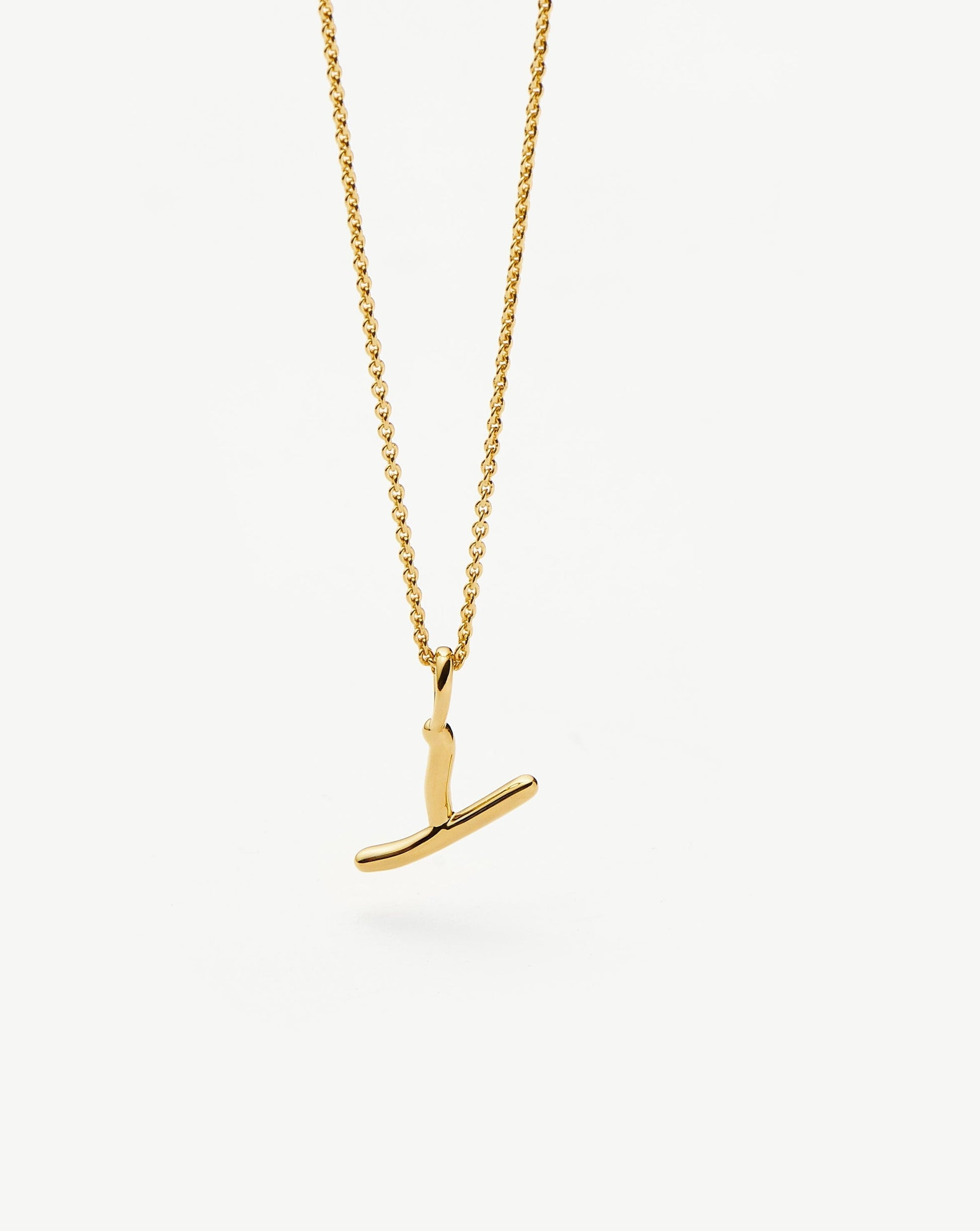 Curly Molten Mini Initial Necklace - Y | 18ct Gold Vermeil