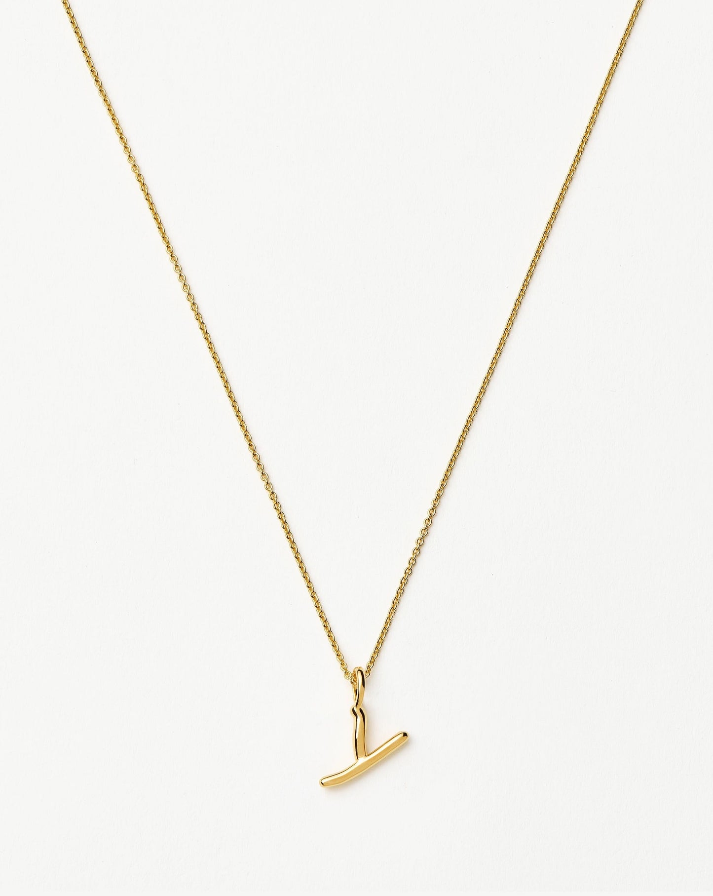 Curly Molten Mini Initial Necklace - Y | 18ct Gold Vermeil