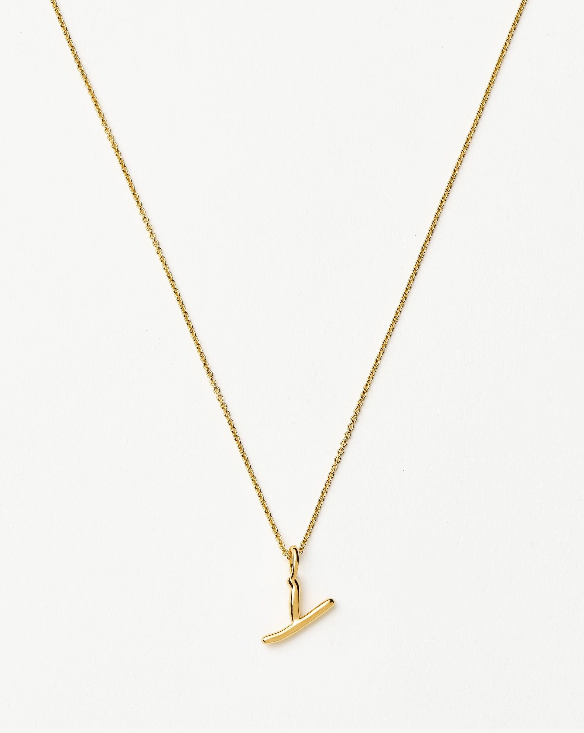 Curly Molten Mini Initial Necklace - Y | 18ct Gold Vermeil