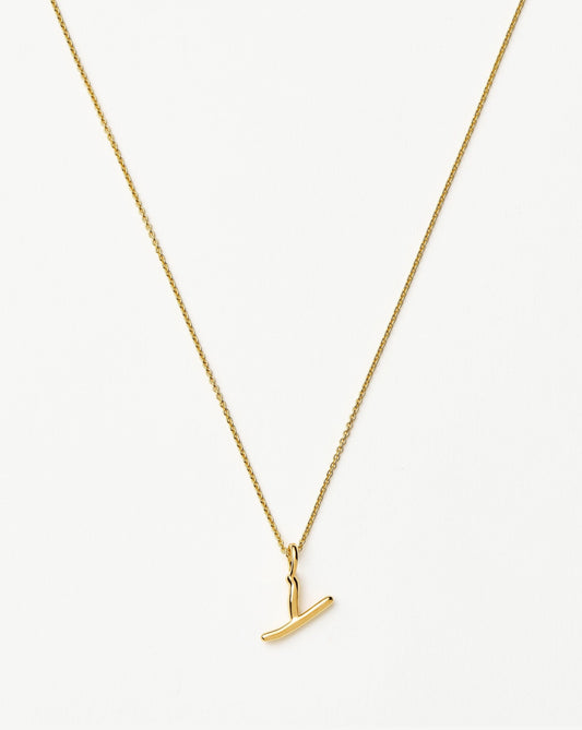 Curly Molten Mini Initial Necklace - Y | 18ct Gold Vermeil