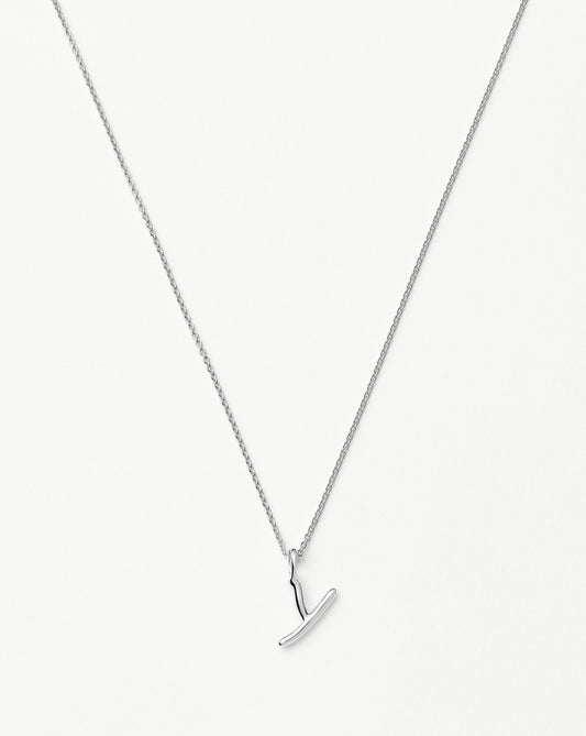 Curly Molten Mini Initial Necklace - Y | Sterling Silver