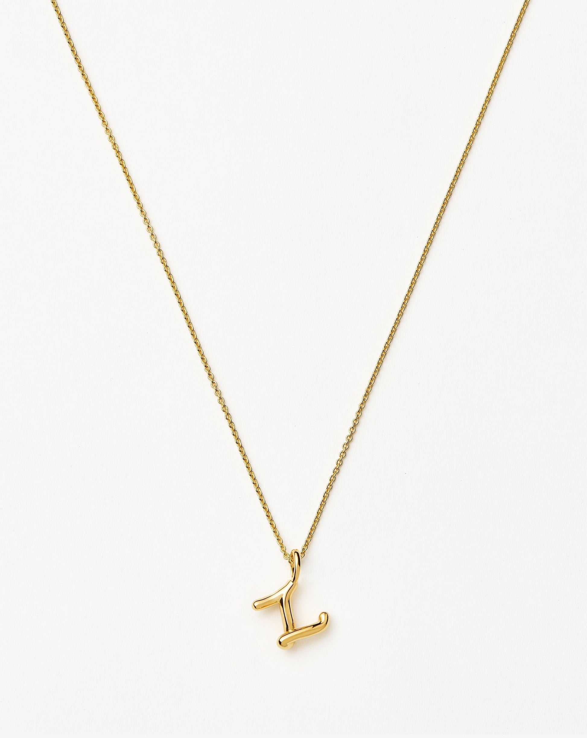 Curly Molten Mini Initial Necklace - Z | 18ct Gold Vermeil