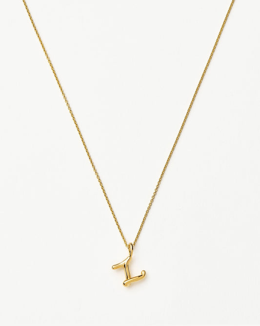 Curly Molten Mini Initial Necklace - Z | 18ct Gold Vermeil