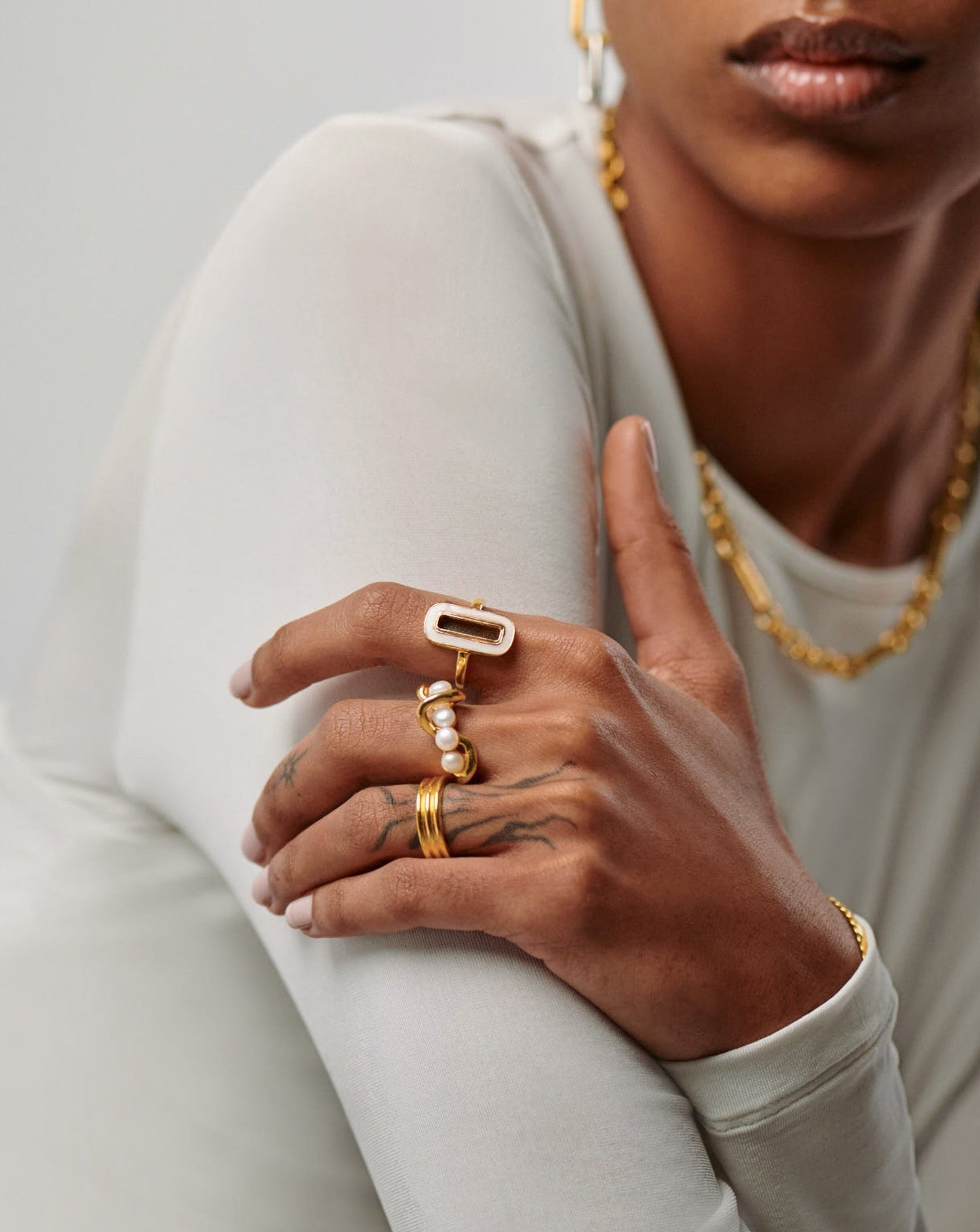 Enamel Haze Ovate Ring
