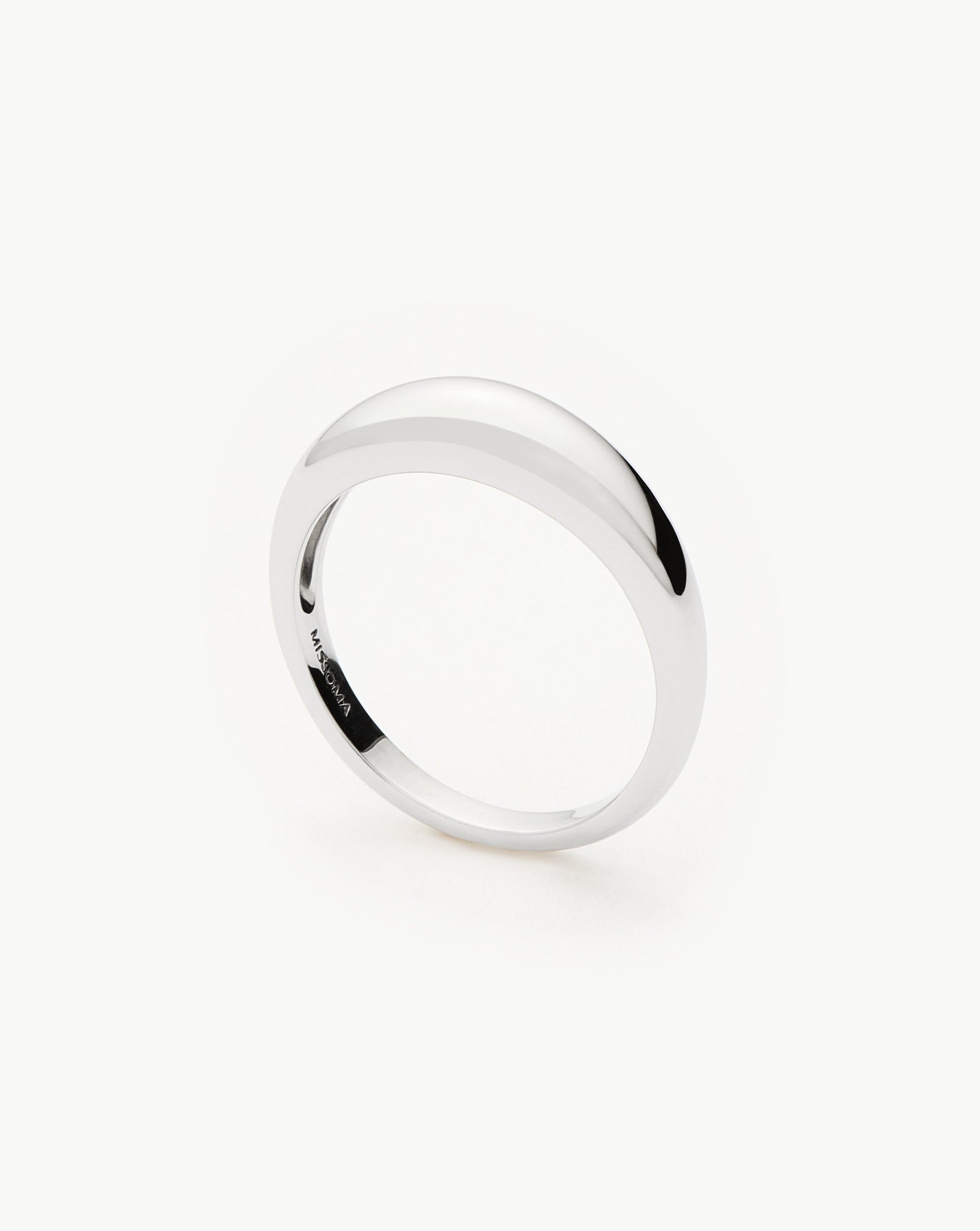 Solid Gold Classic Dome Ring | 14ct Solid White Gold