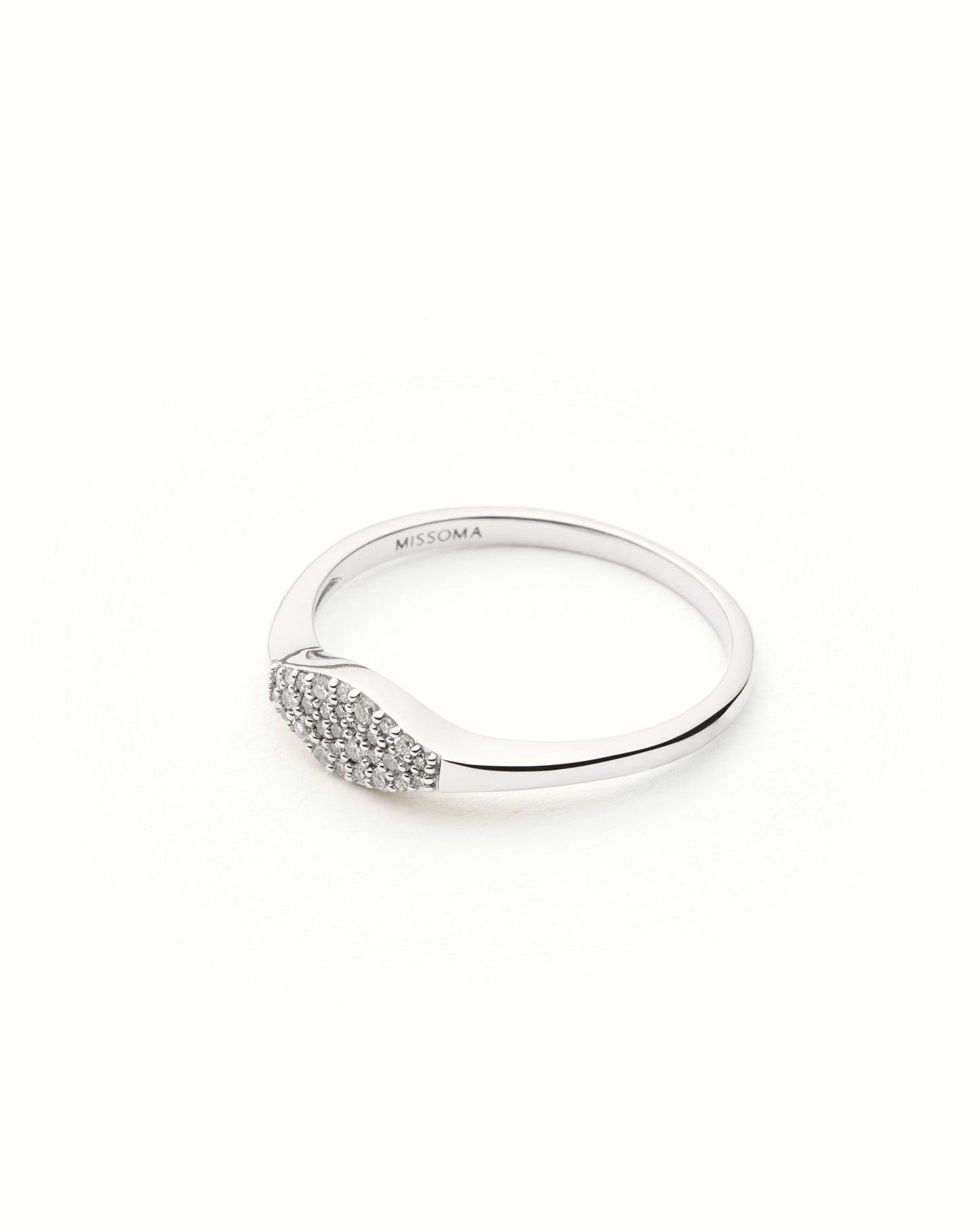 Solid Gold Diamond Signet Ring | 14ct Solid White Gold/Diamond