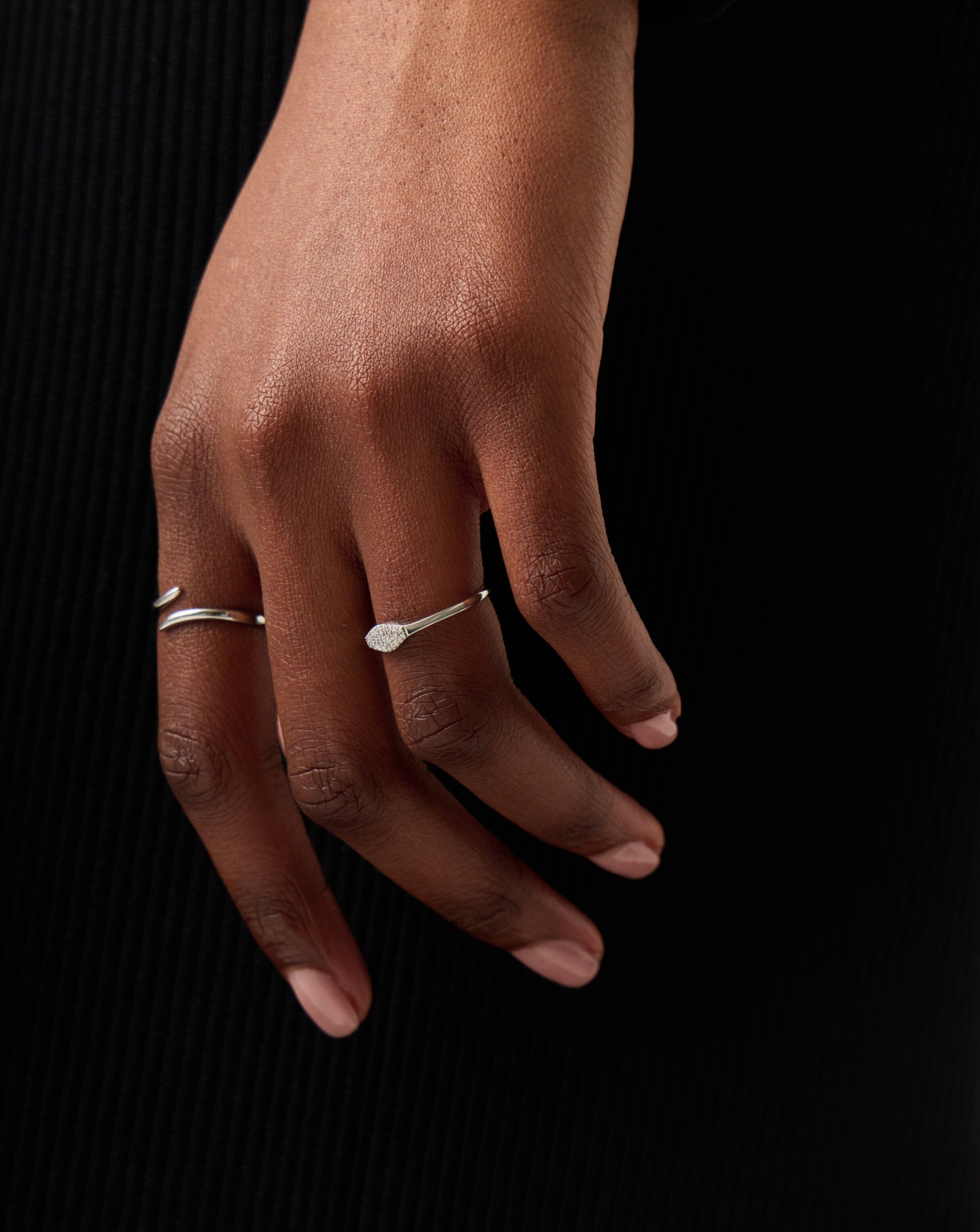 Solid Gold Diamond Signet Ring | 14ct Solid White Gold/Diamond