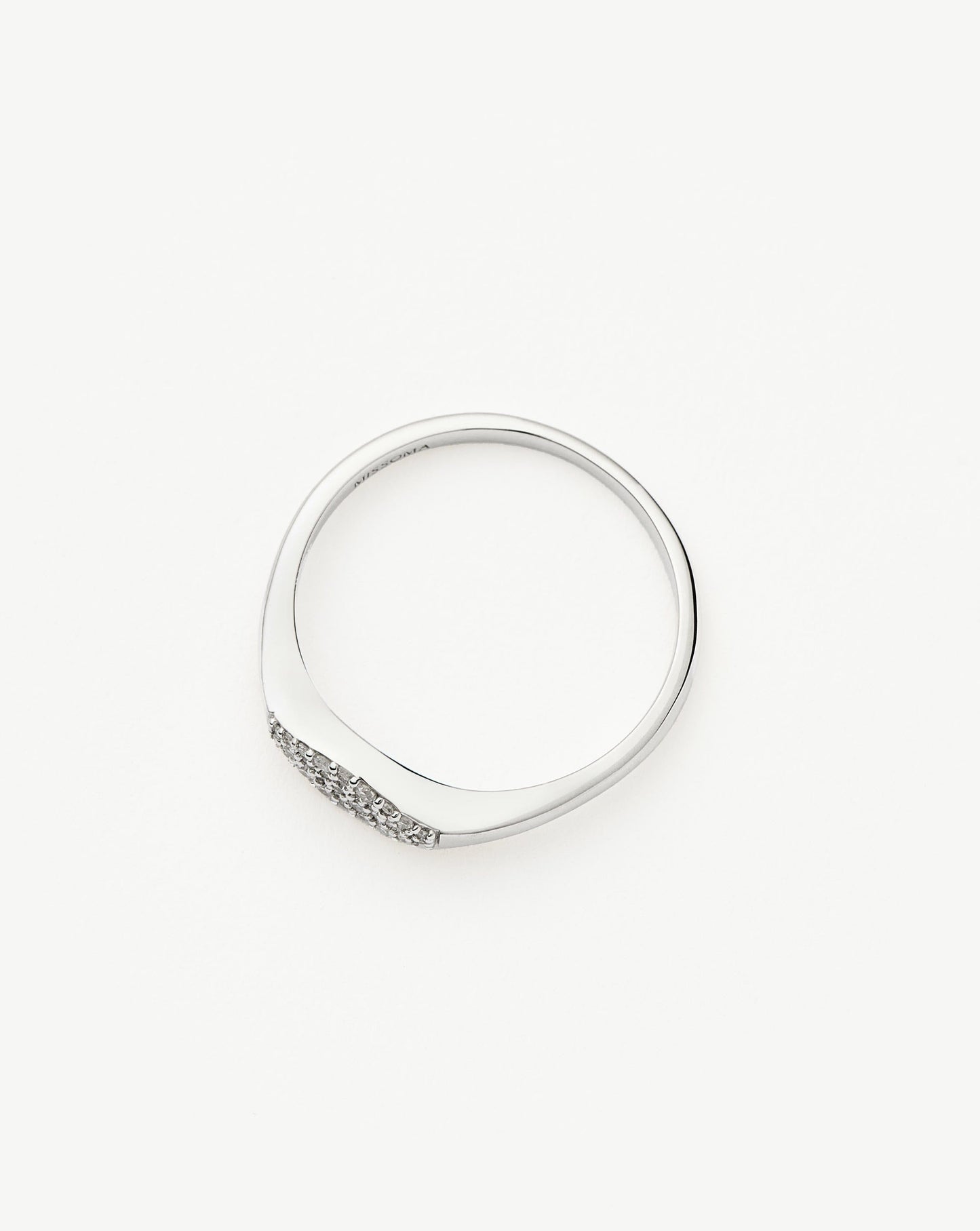 Solid Gold Diamond Signet Ring | 14ct Solid White Gold/Diamond