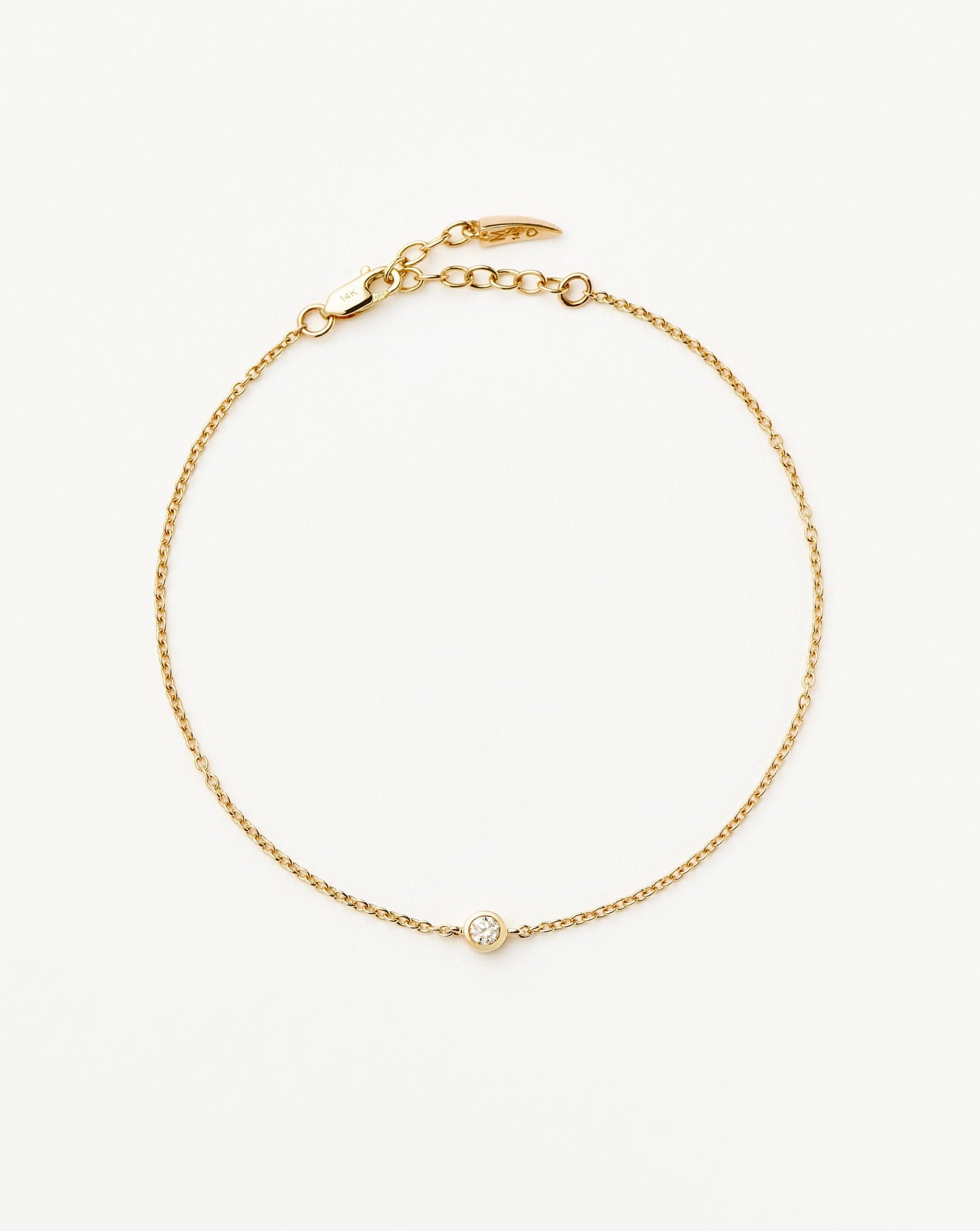 Solid Gold Diamond Solitaire Bracelet | 14ct Solid Gold/Diamond
