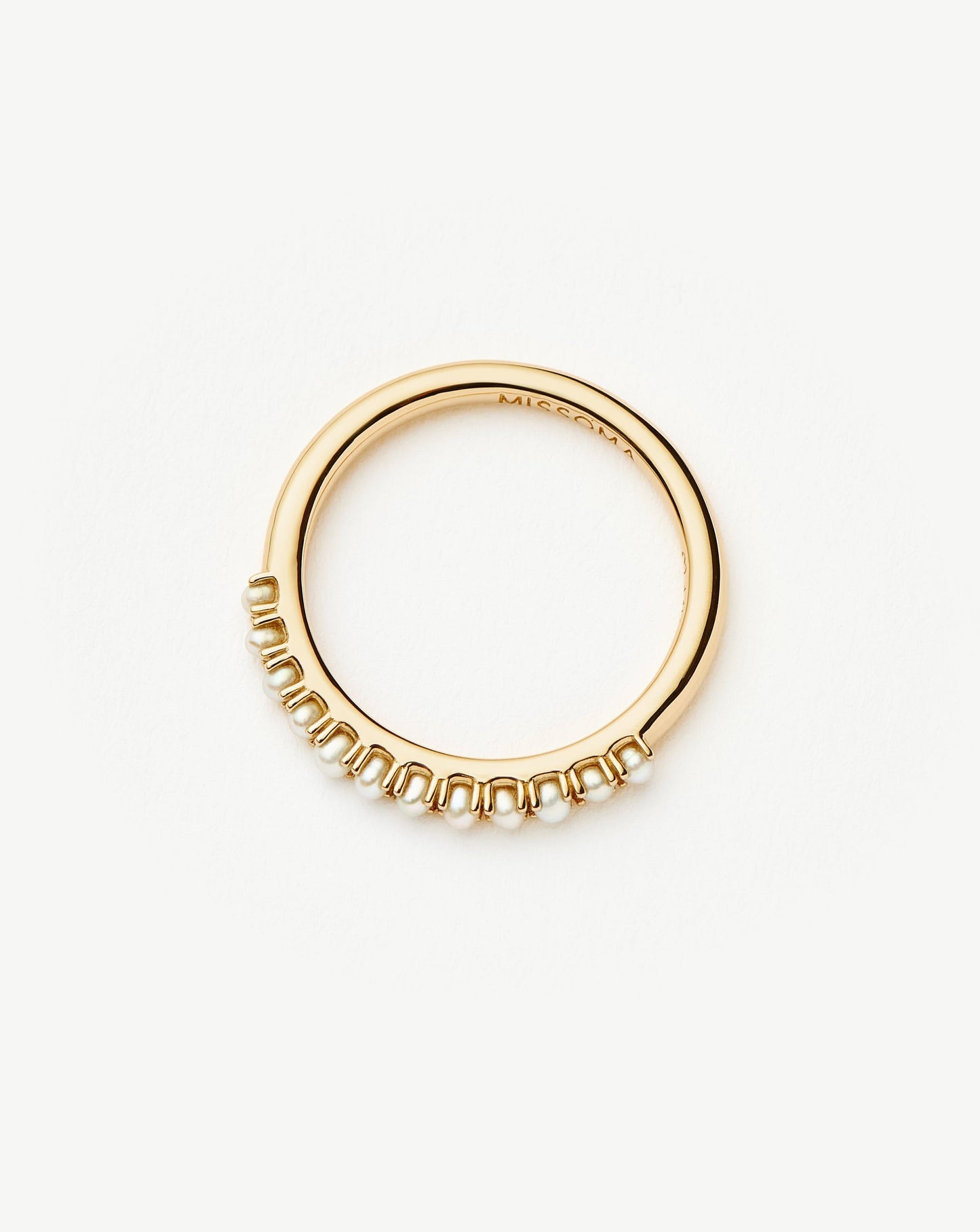 Solid Gold Half Eternity Pearl Ring | 14ct Solid Gold/Pearl