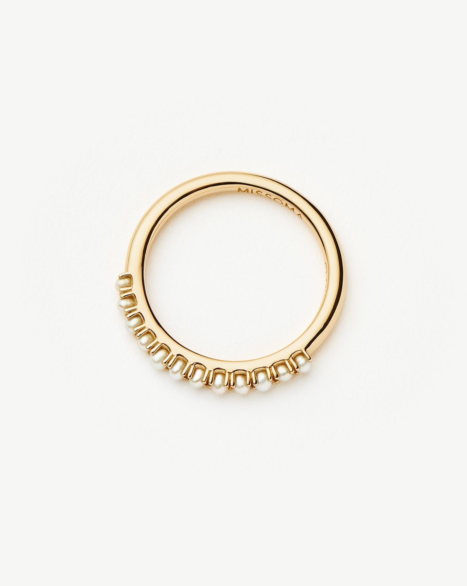 Solid Gold Half Eternity Pearl Ring | 14ct Solid Gold/Pearl