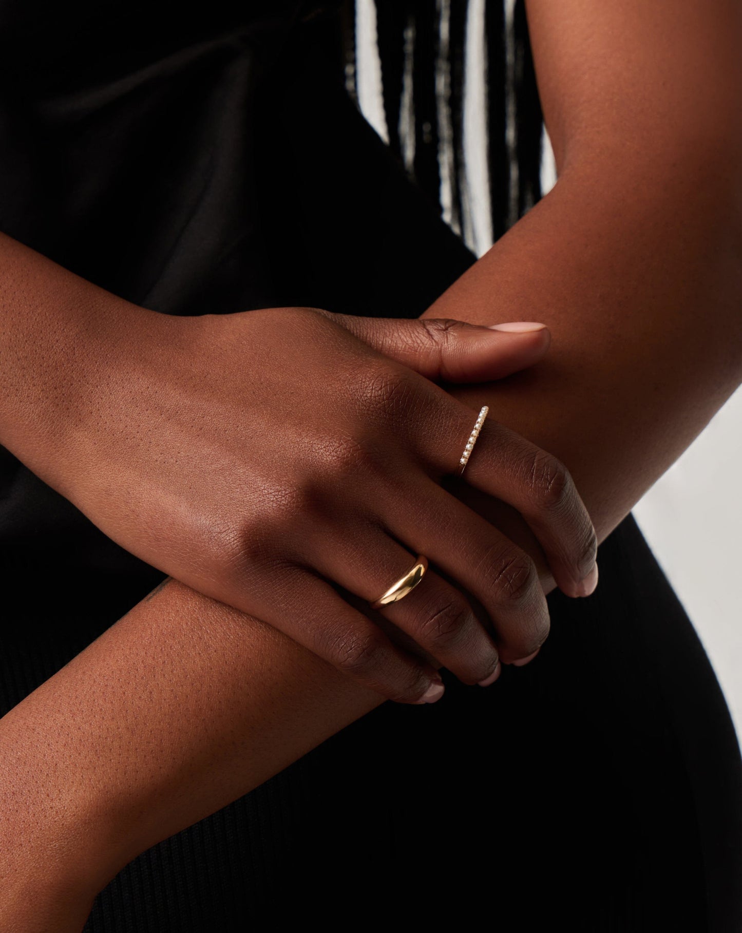 Solid Gold Half Eternity Pearl Ring | 14ct Solid Gold/Pearl