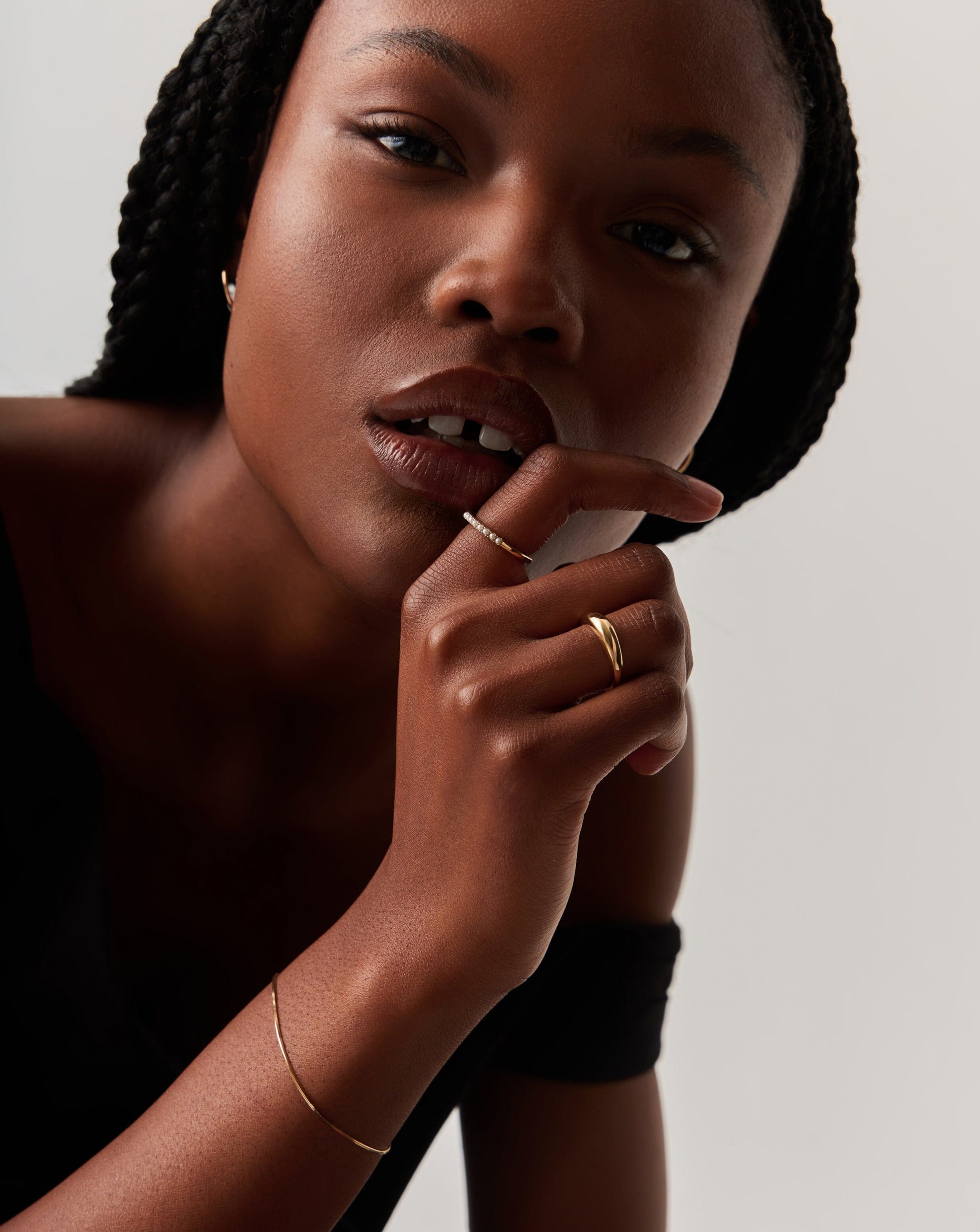 Solid Gold Half Eternity Pearl Ring | 14ct Solid Gold/Pearl