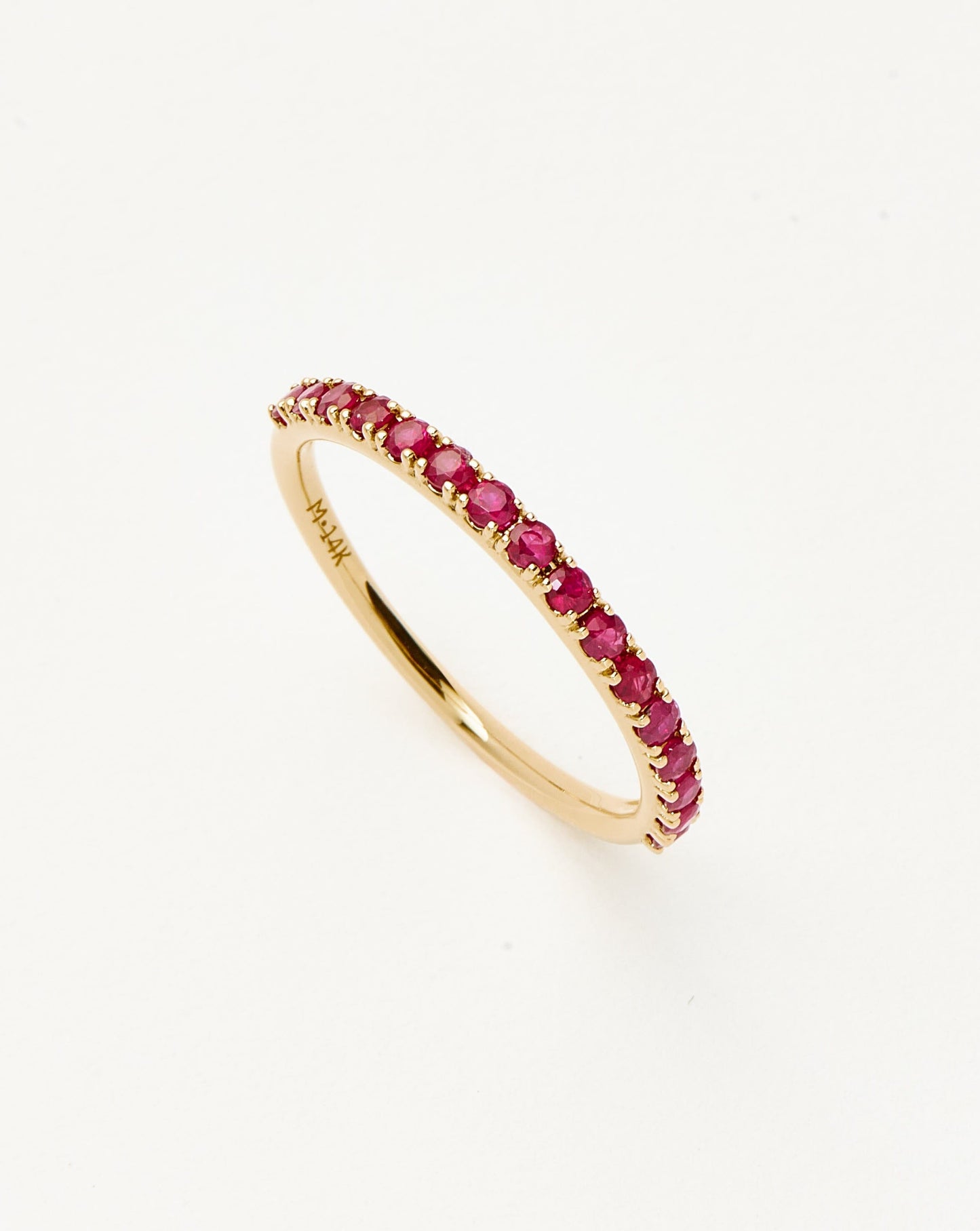 Solid Gold Half Eternity Ruby Ring | 14ct Solid Gold/Ruby