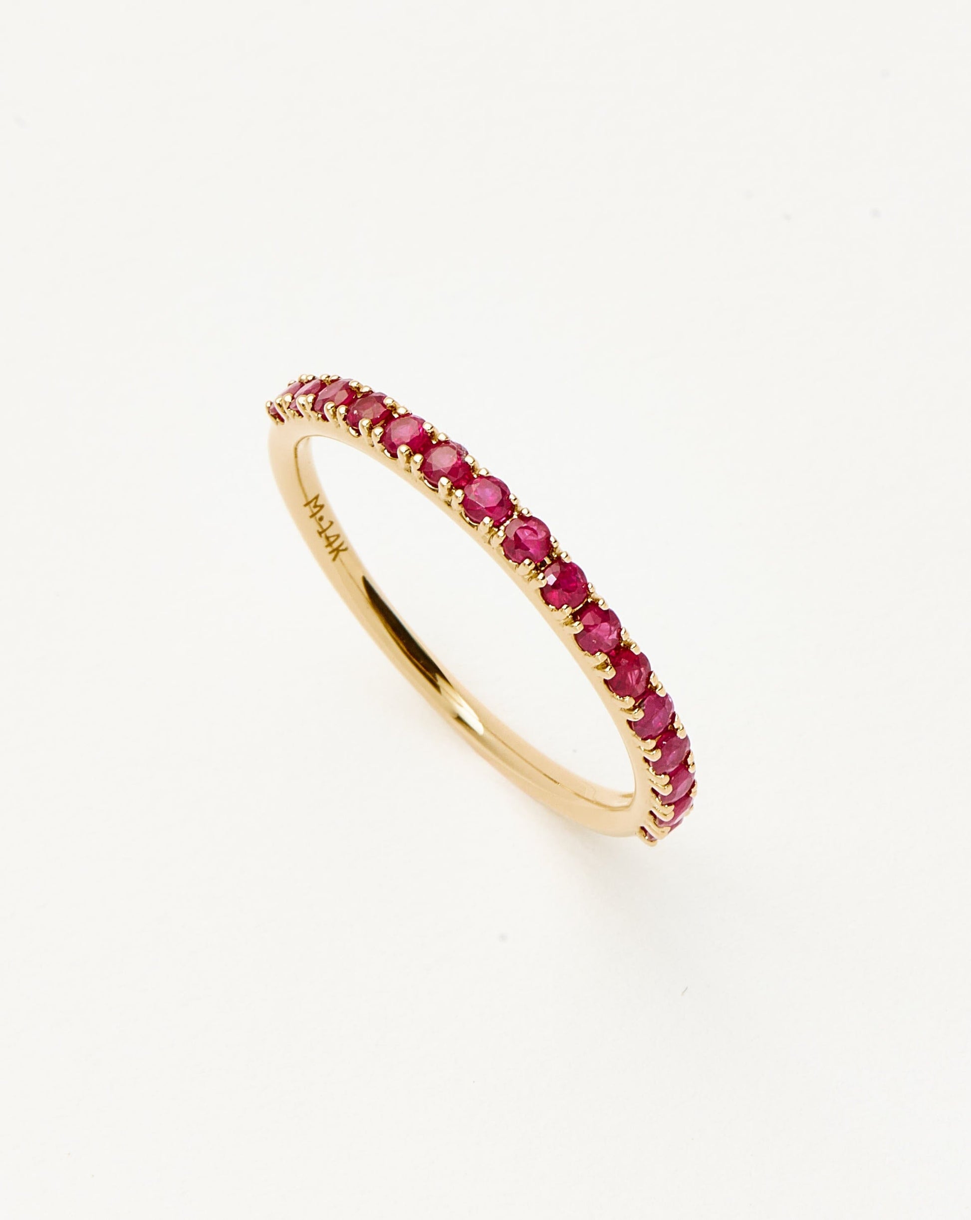 Solid Gold Half Eternity Ruby Ring | 14ct Solid Gold/Ruby