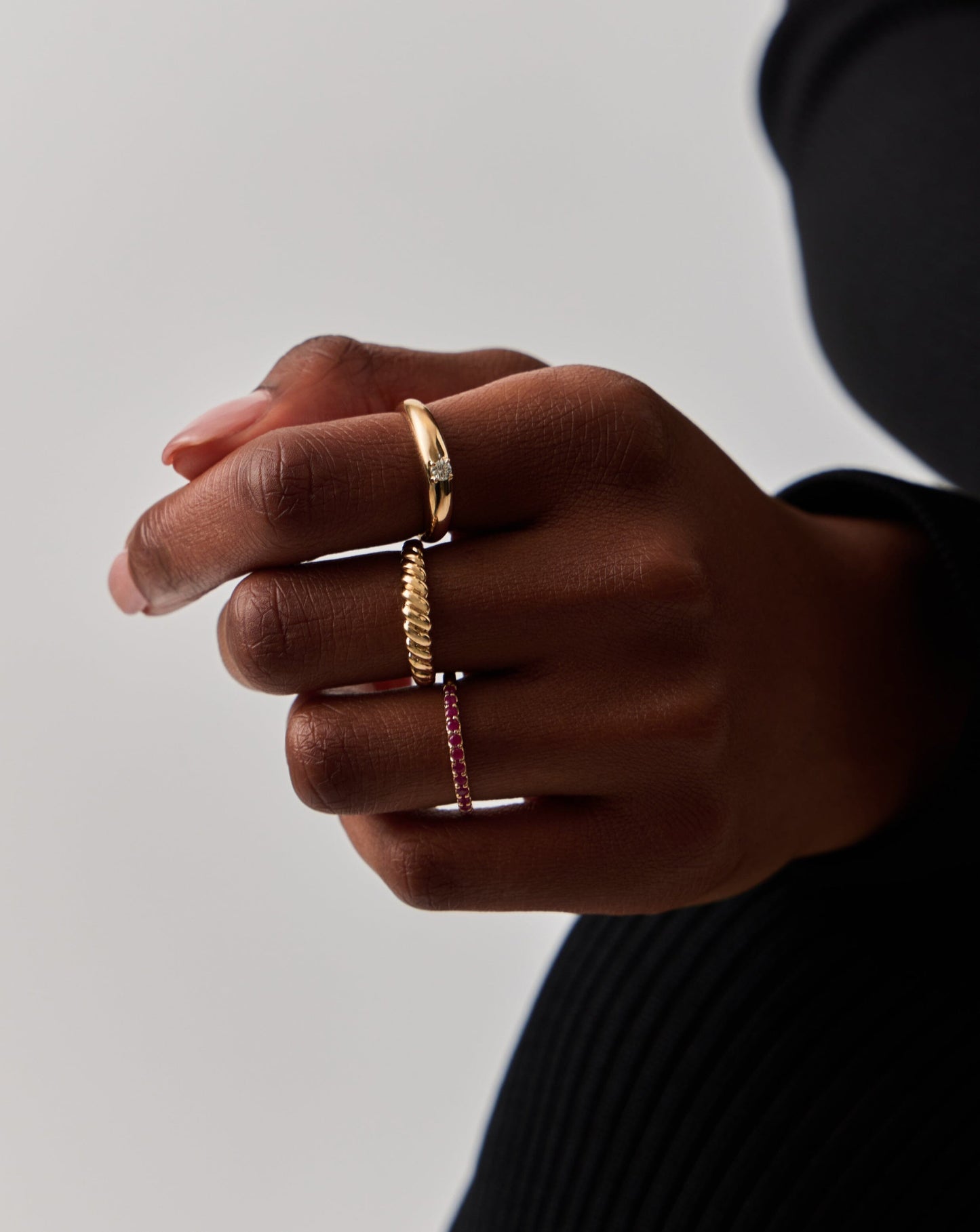 Solid Gold Half Eternity Ruby Ring | 14ct Solid Gold/Ruby