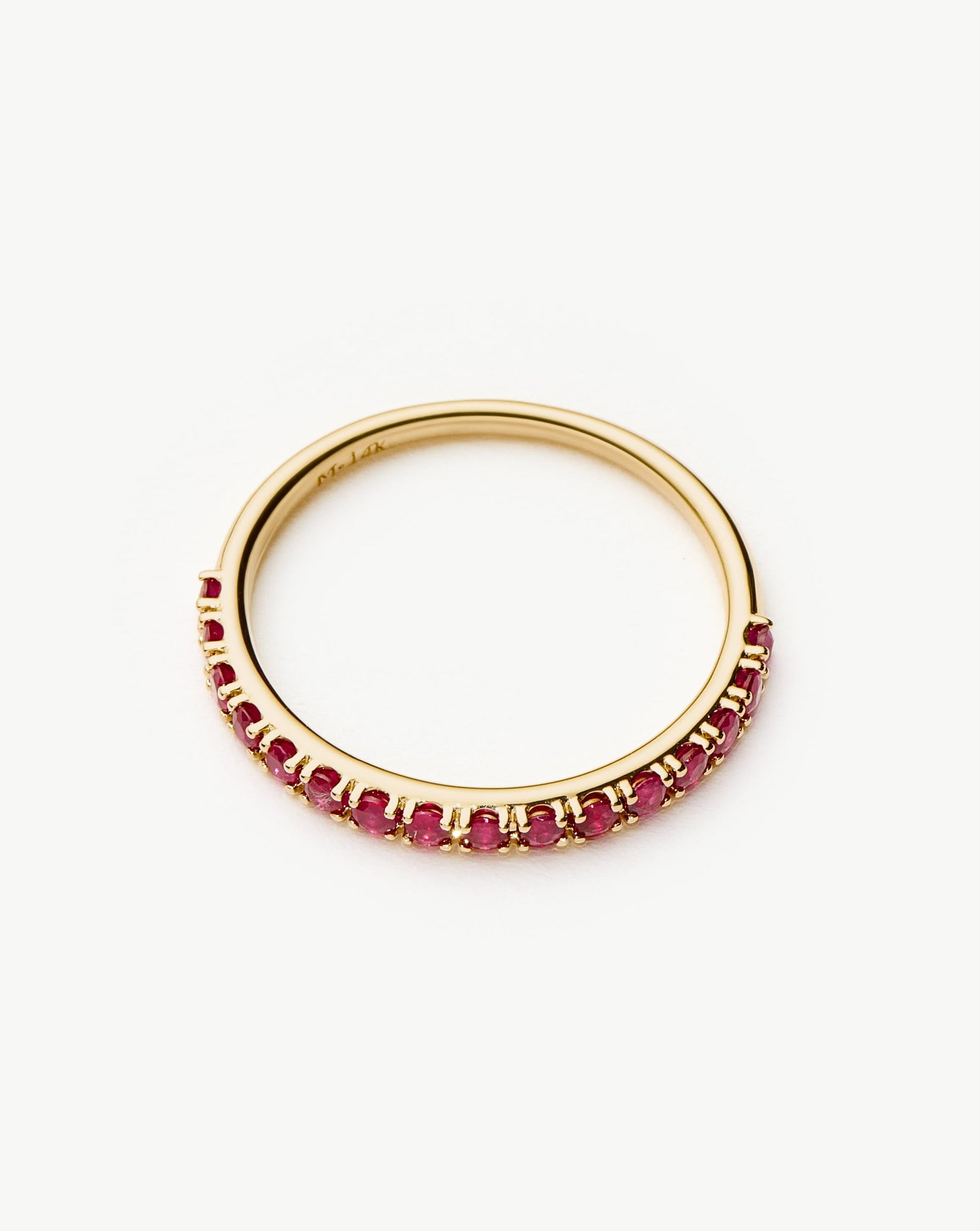 Solid Gold Half Eternity Ruby Ring | 14ct Solid Gold/Ruby