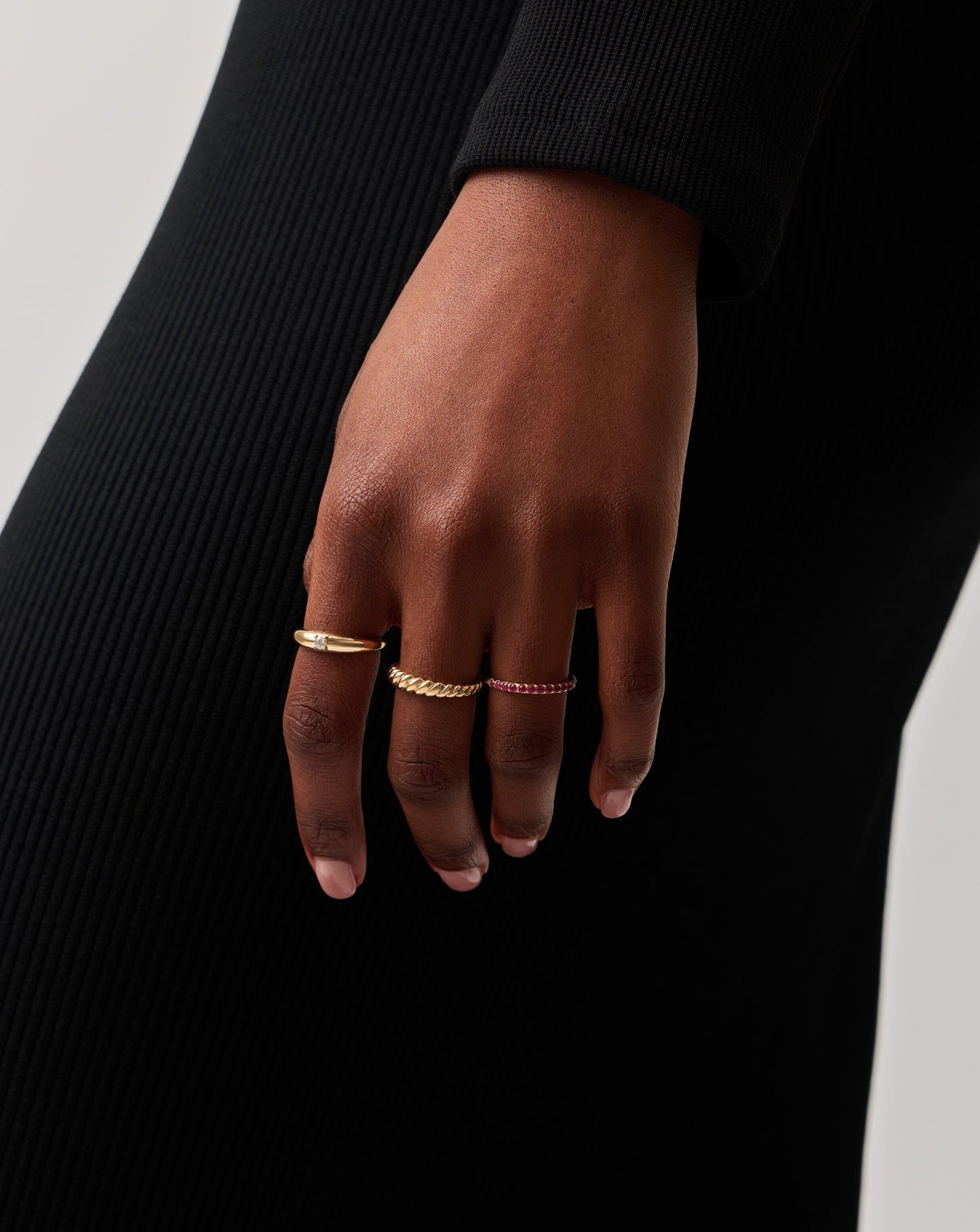 Solid Gold Half Eternity Ruby Ring | 14ct Solid Gold/Ruby