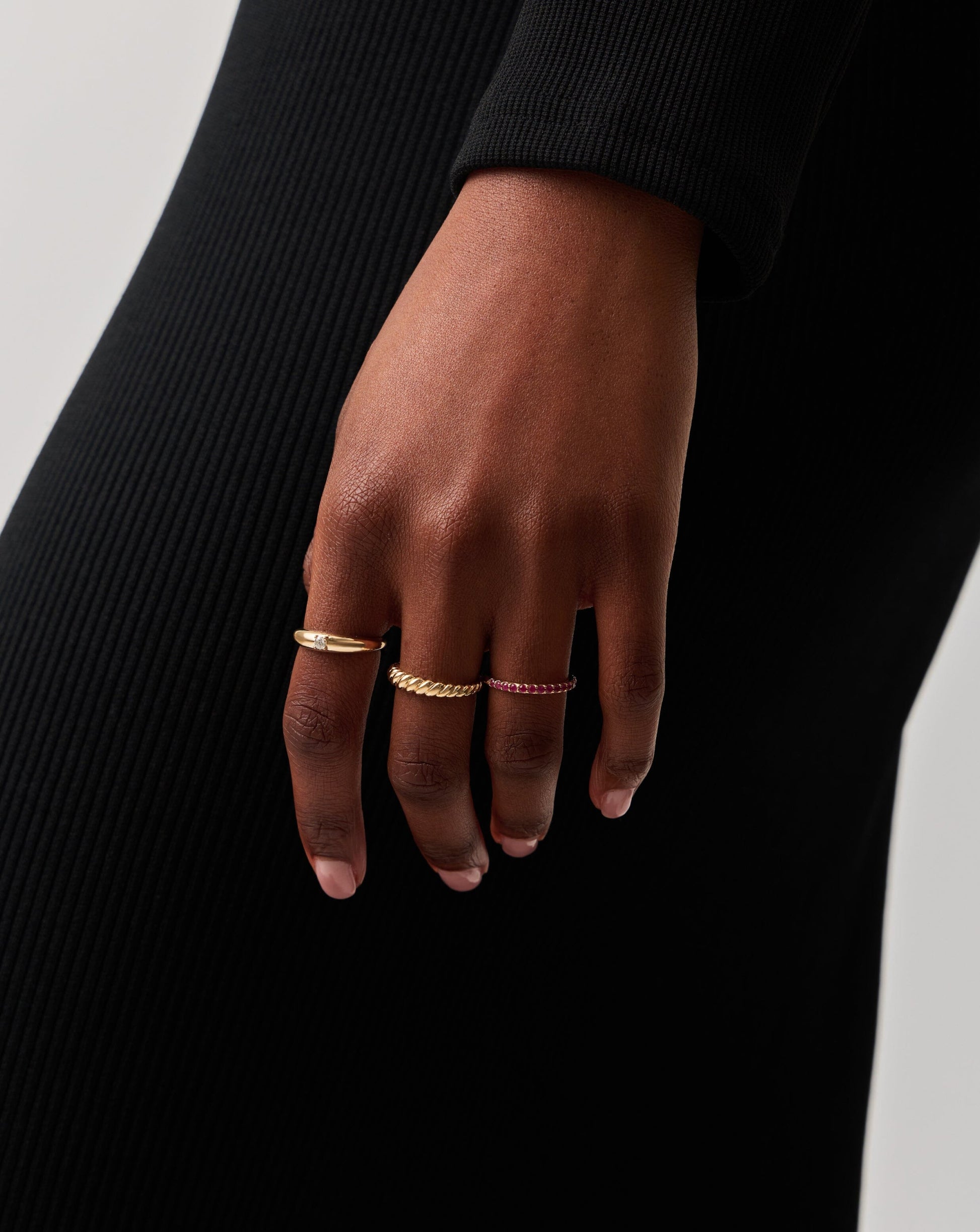 Solid Gold Half Eternity Ruby Ring | 14ct Solid Gold/Ruby