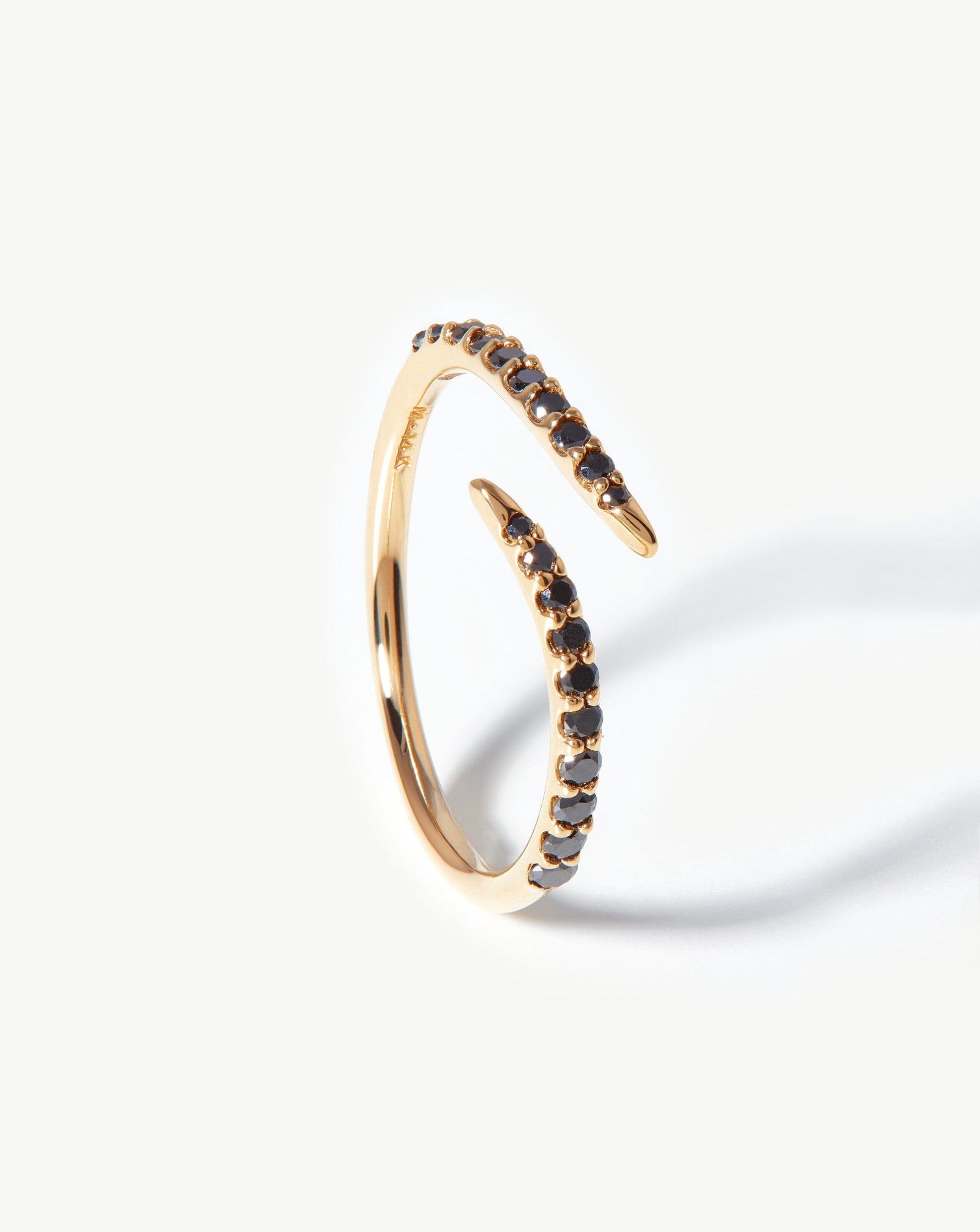 Solid Gold Open Claw Ring | 14ct Solid Gold/Black Diamond