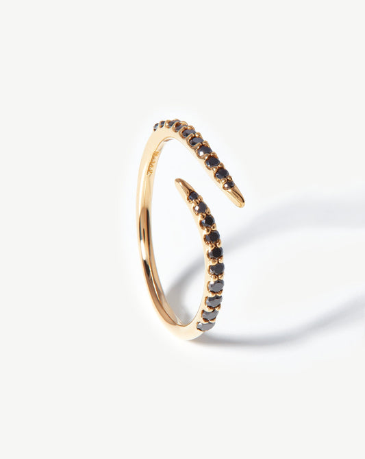 Solid Gold Open Claw Ring | 14ct Solid Gold/Black Diamond