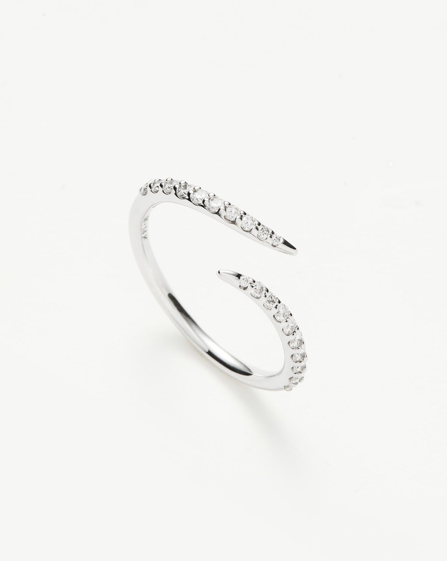 Solid Gold Open Claw Ring | 14ct White Gold/Diamond