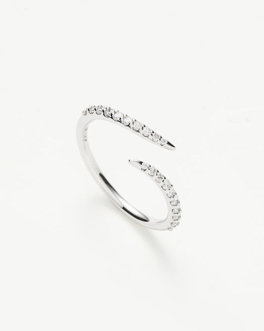 Solid Gold Open Claw Ring | 14ct White Gold/Diamond