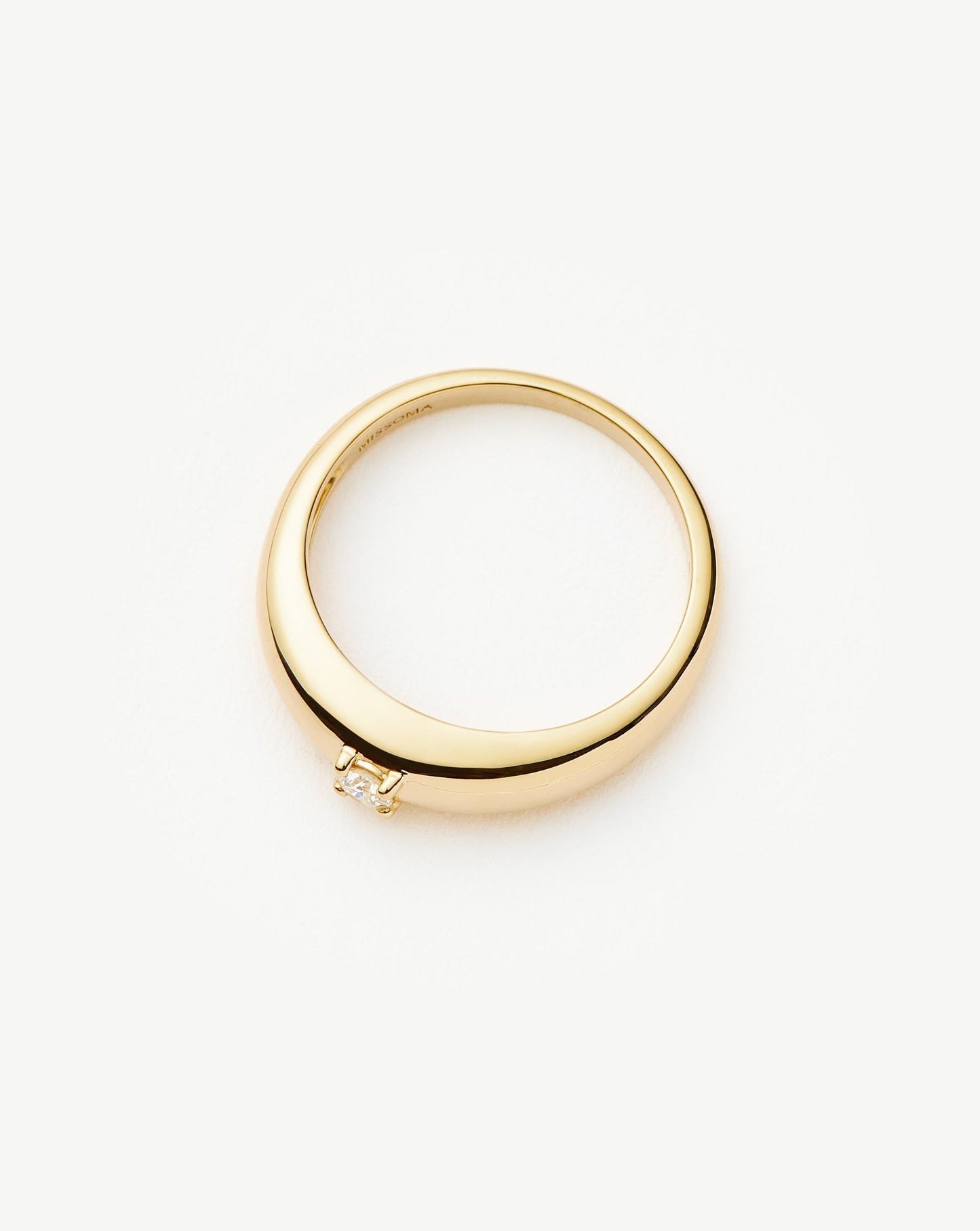Solid Gold Single Diamond Classic Dome Ring | 14ct Solid Gold/Diamond
