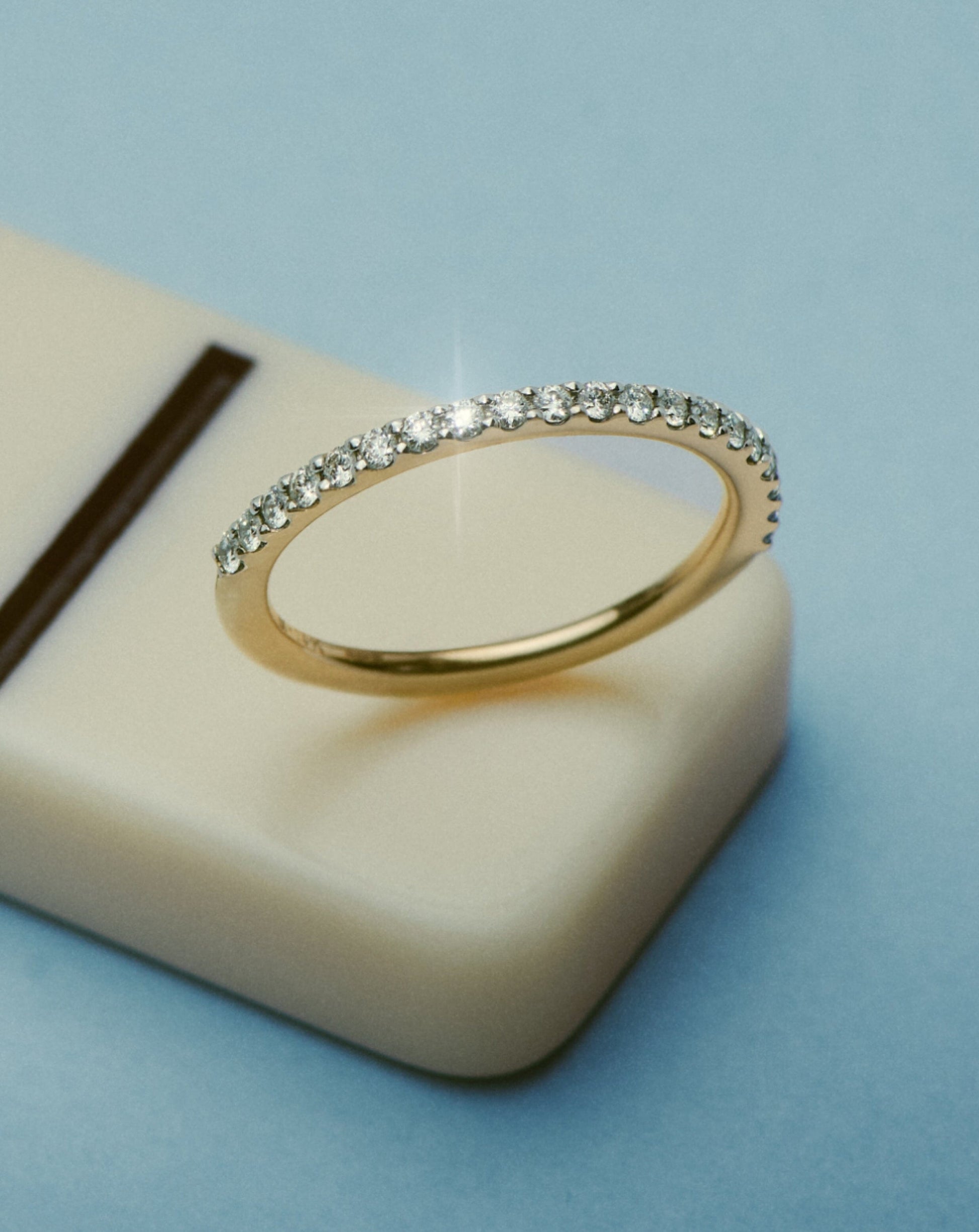 Solid Gold Slim Half Eternity Ring | 14ct Solid Gold/Diamond