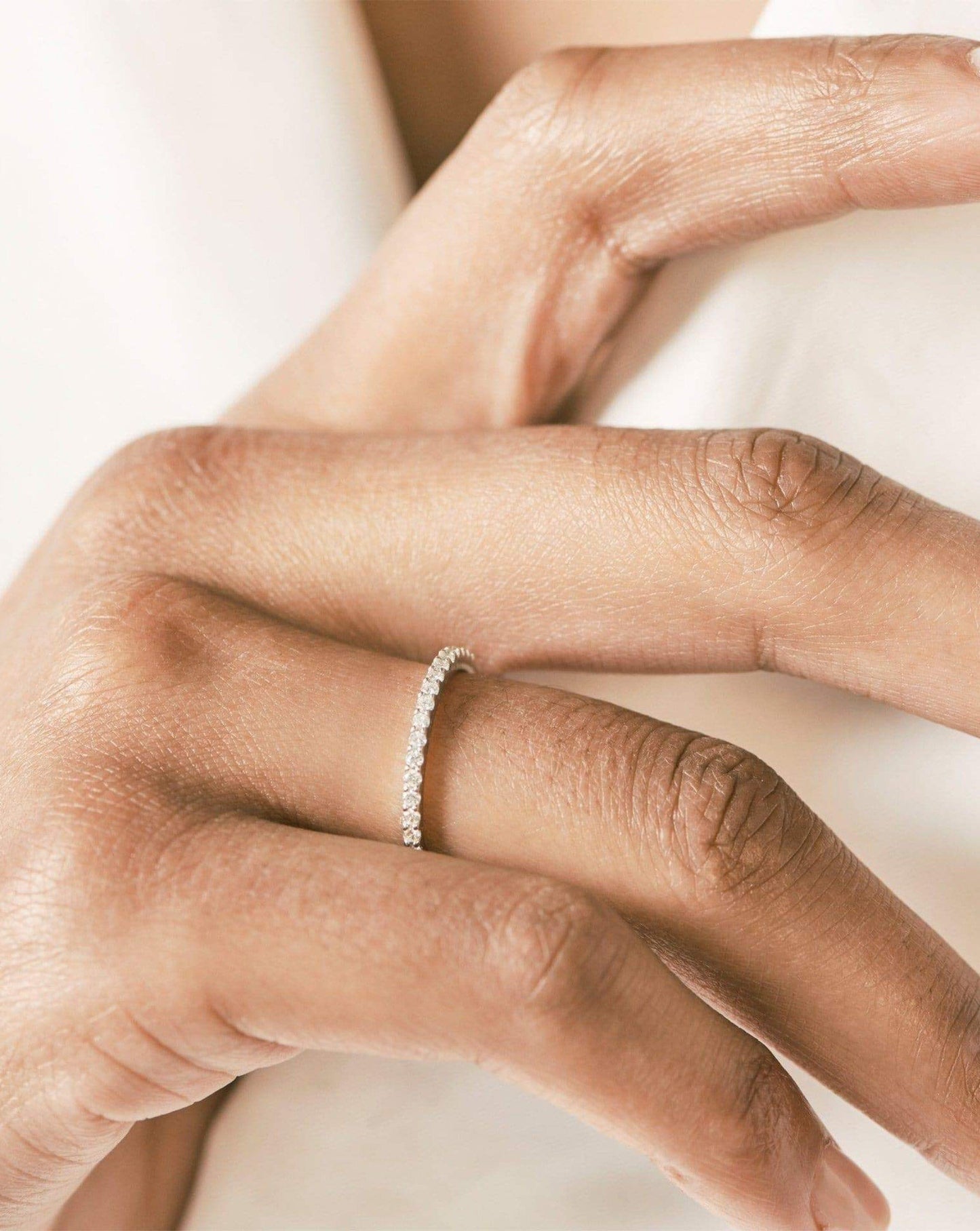 Solid Gold Slim Half Eternity Ring | 14ct White Gold/Diamond