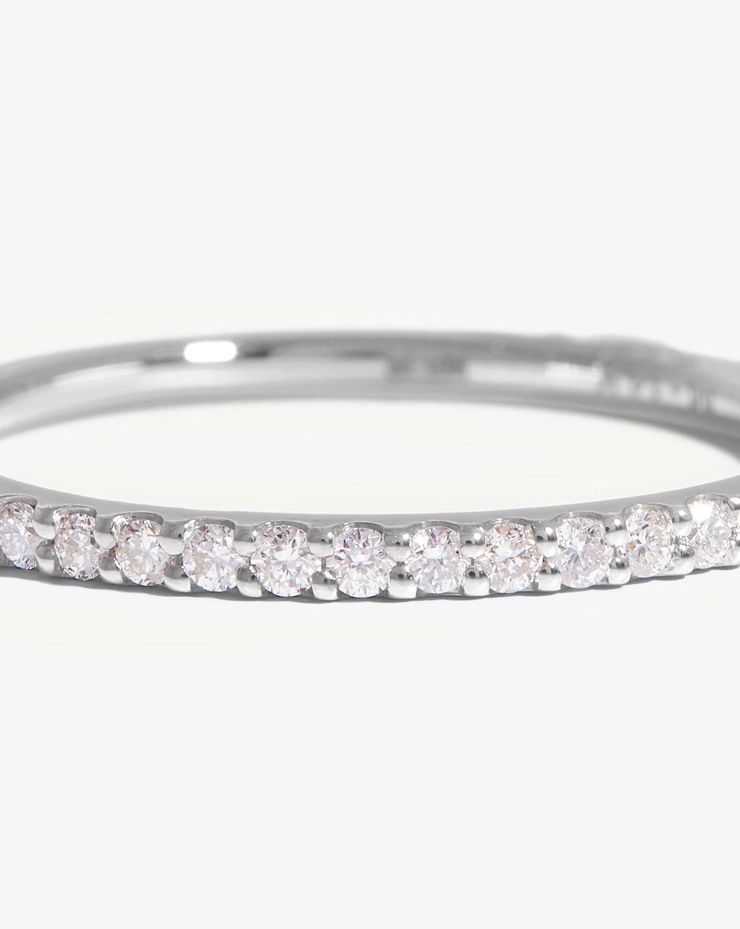 Solid Gold Slim Half Eternity Ring | 14ct White Gold/Diamond