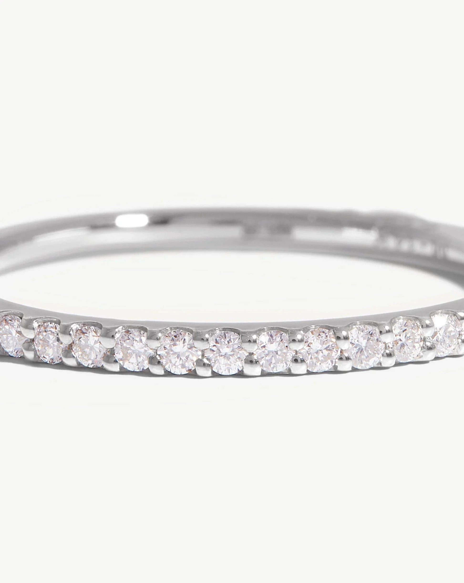 Solid Gold Slim Half Eternity Ring | 14ct White Gold/Diamond