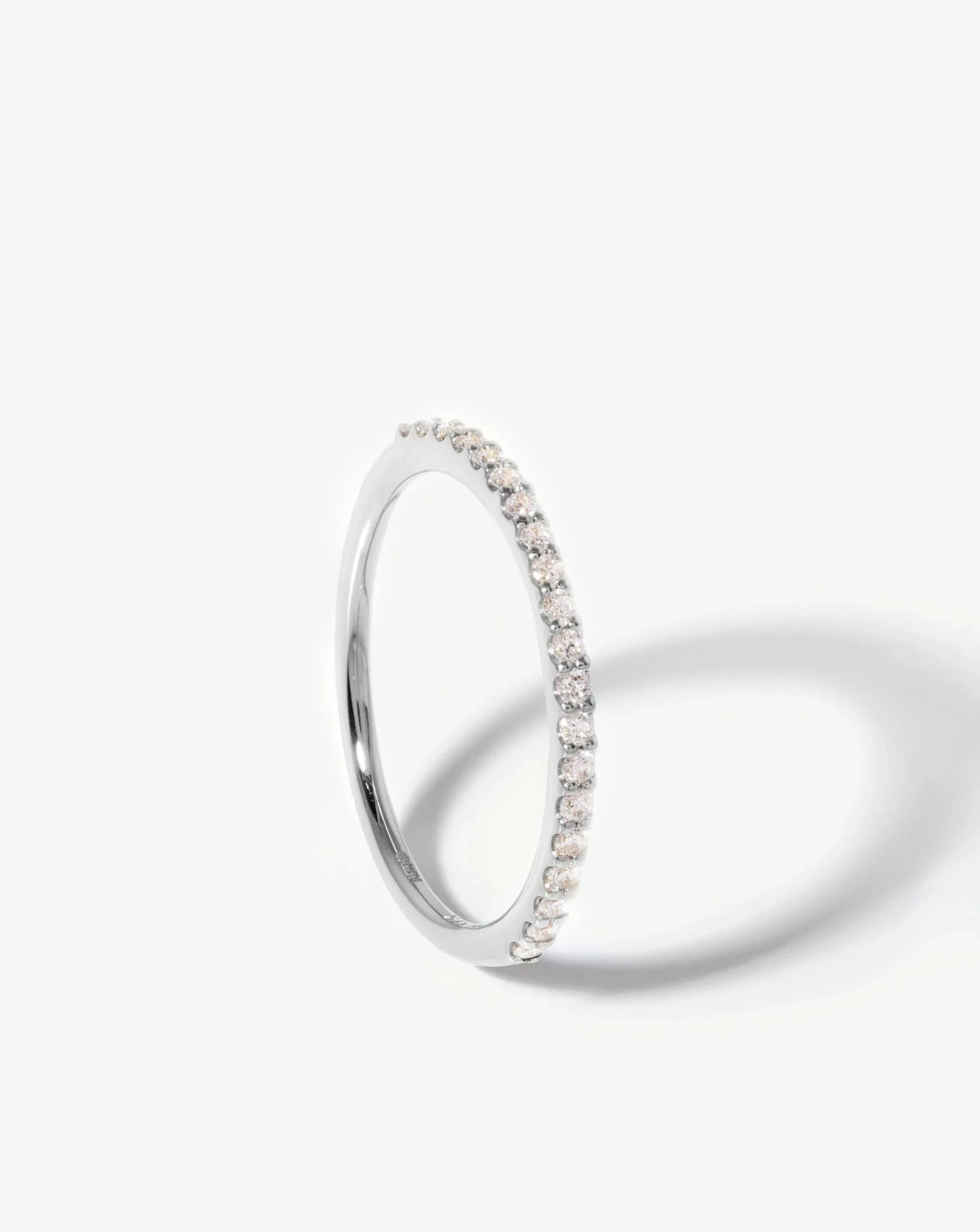 Solid Gold Slim Half Eternity Ring | 14ct White Gold/Diamond