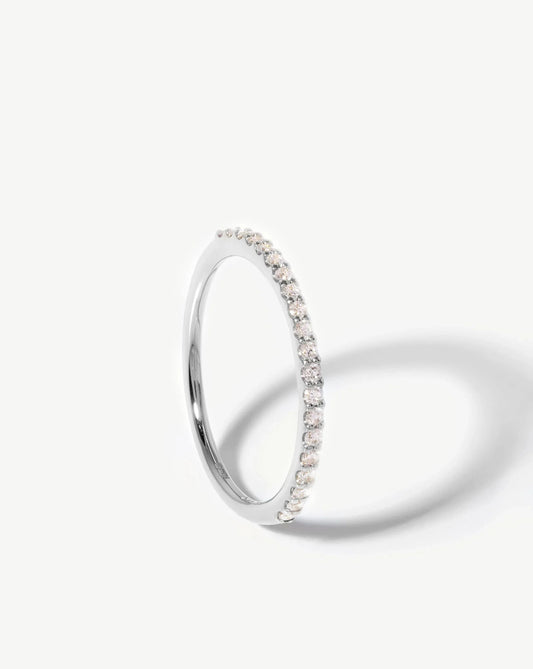 Solid Gold Slim Half Eternity Ring | 14ct White Gold/Diamond