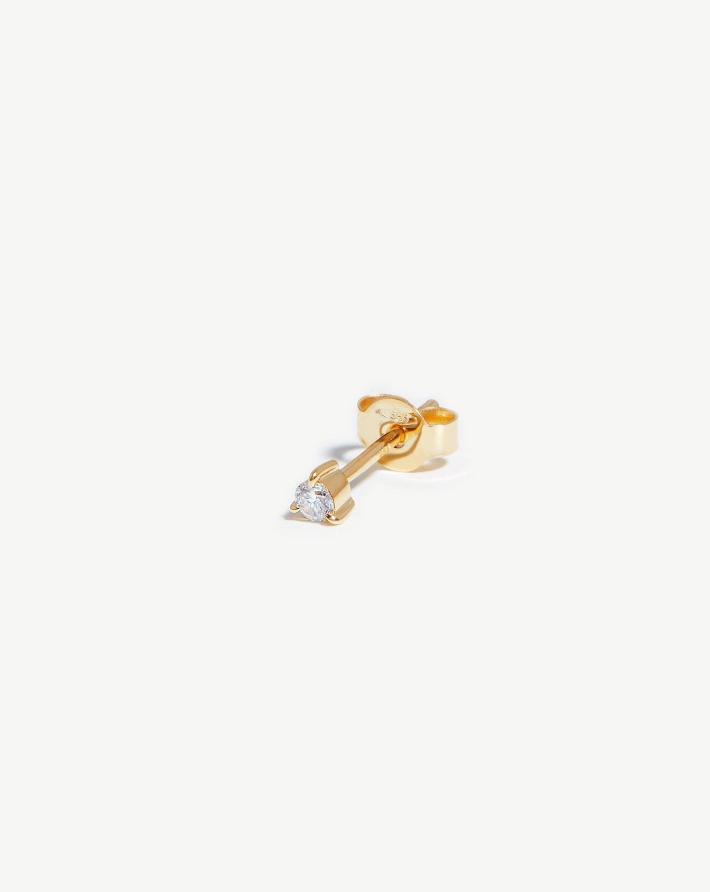 Solid Gold Solitaire Single Stud Earring