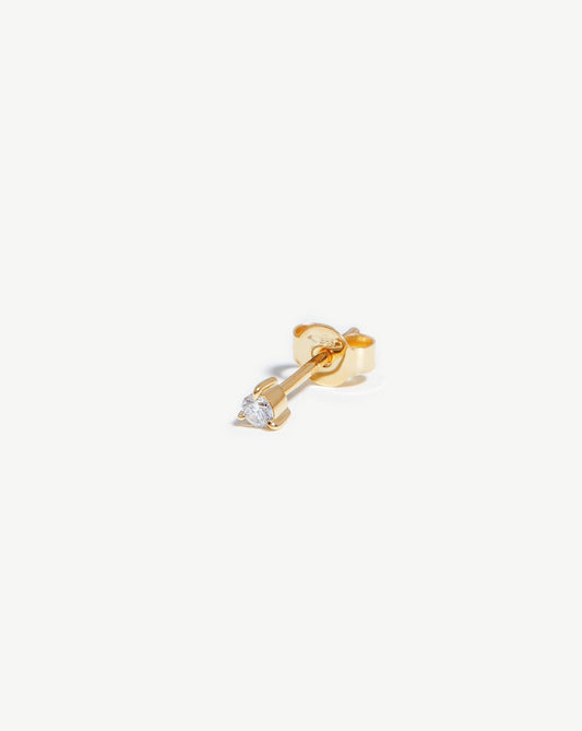 Solid Gold Solitaire Single Stud Earring