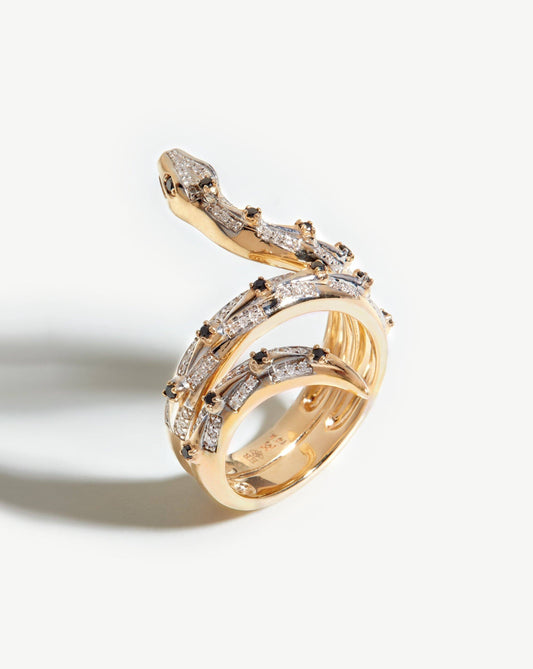 Harris Reed Solid Gold Coiled Serpent Ring | 14ct Solid Gold/Diamond