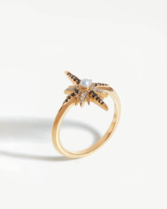 Harris Reed Solid Gold Starlight Ring | 14ct Solid Gold/Pearl & Diamond