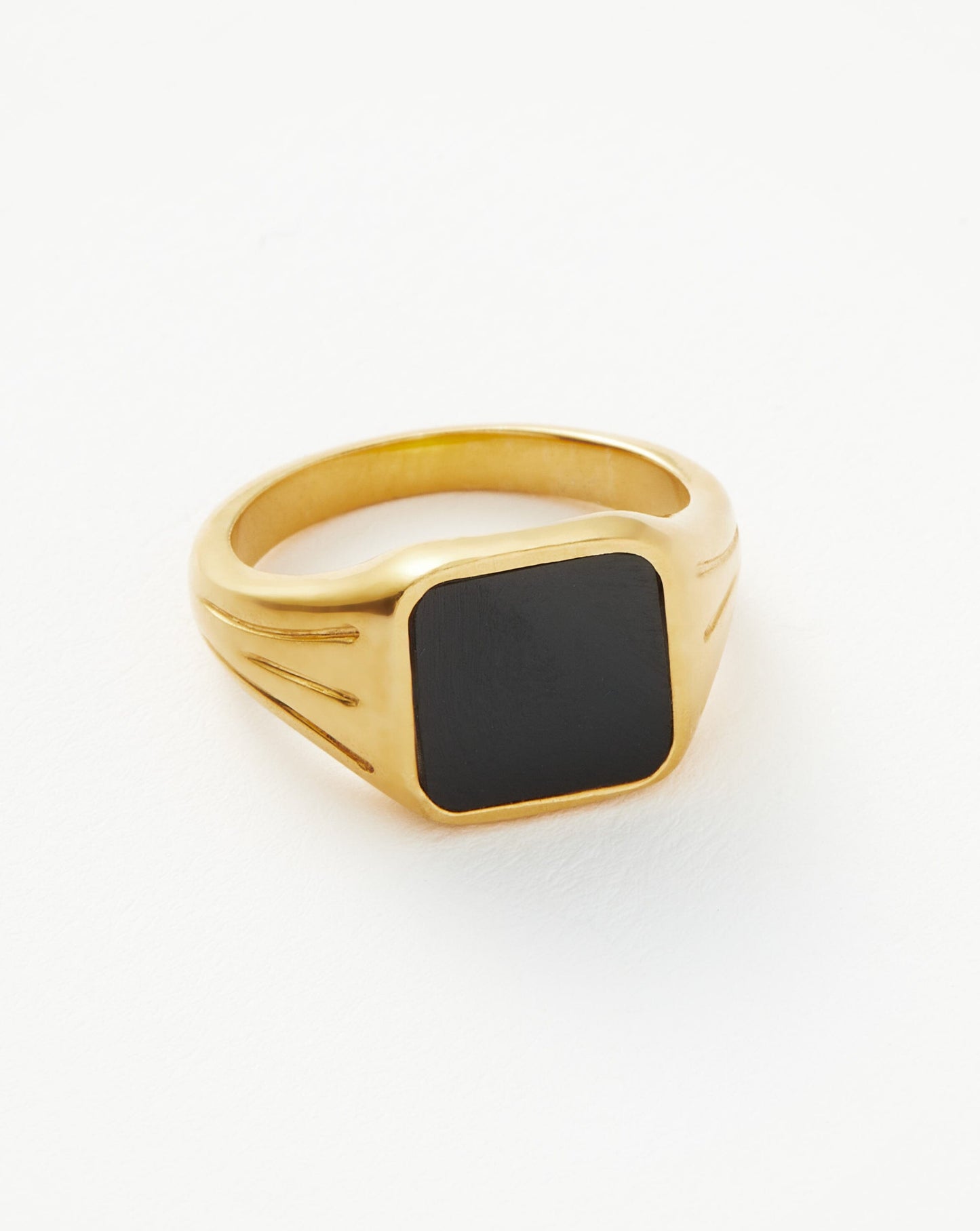 Lucy Williams Square Signet Ring | 18ct Gold Vermeil/Black Onyx