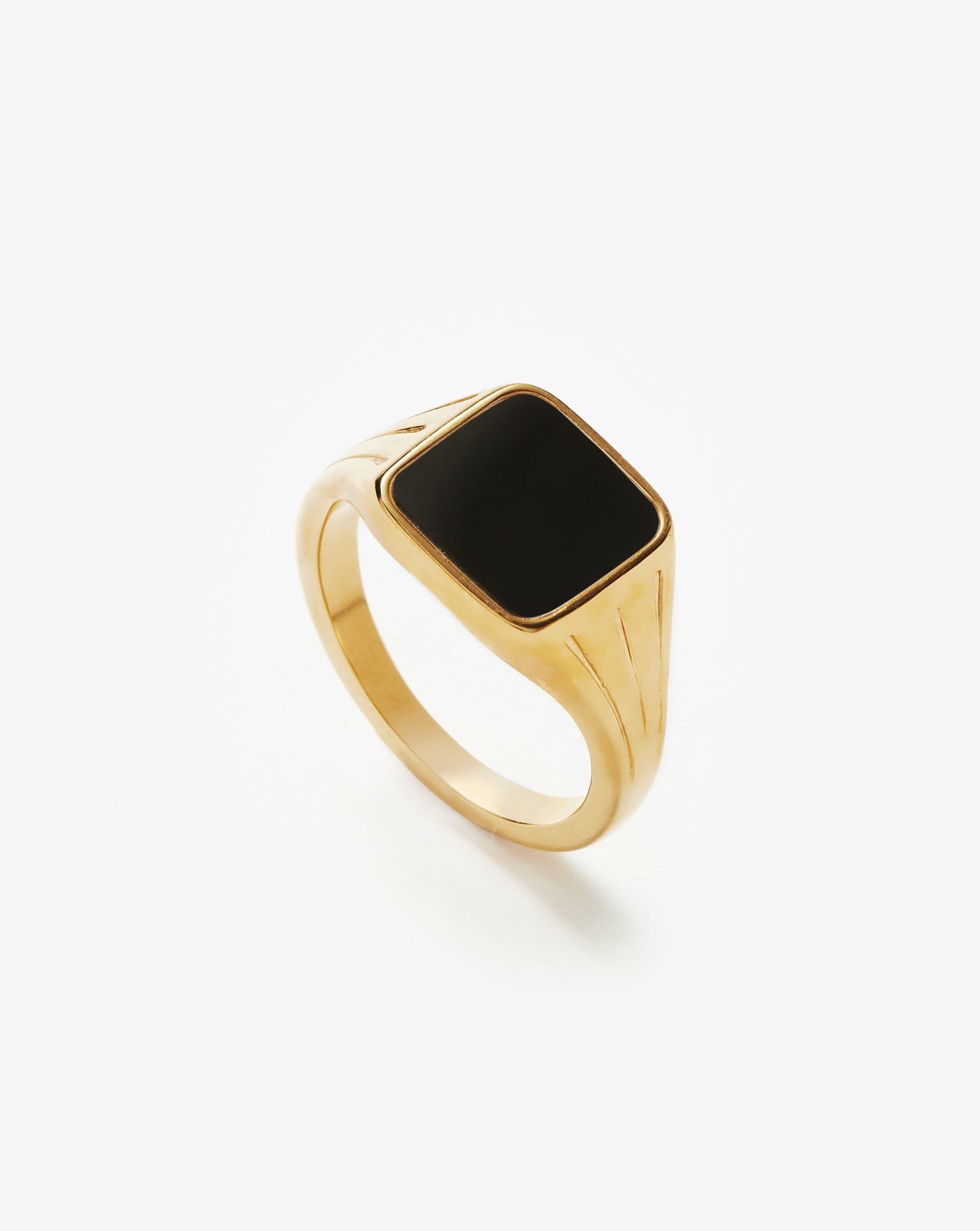 Lucy Williams Square Signet Ring | 18ct Gold Vermeil/Black Onyx