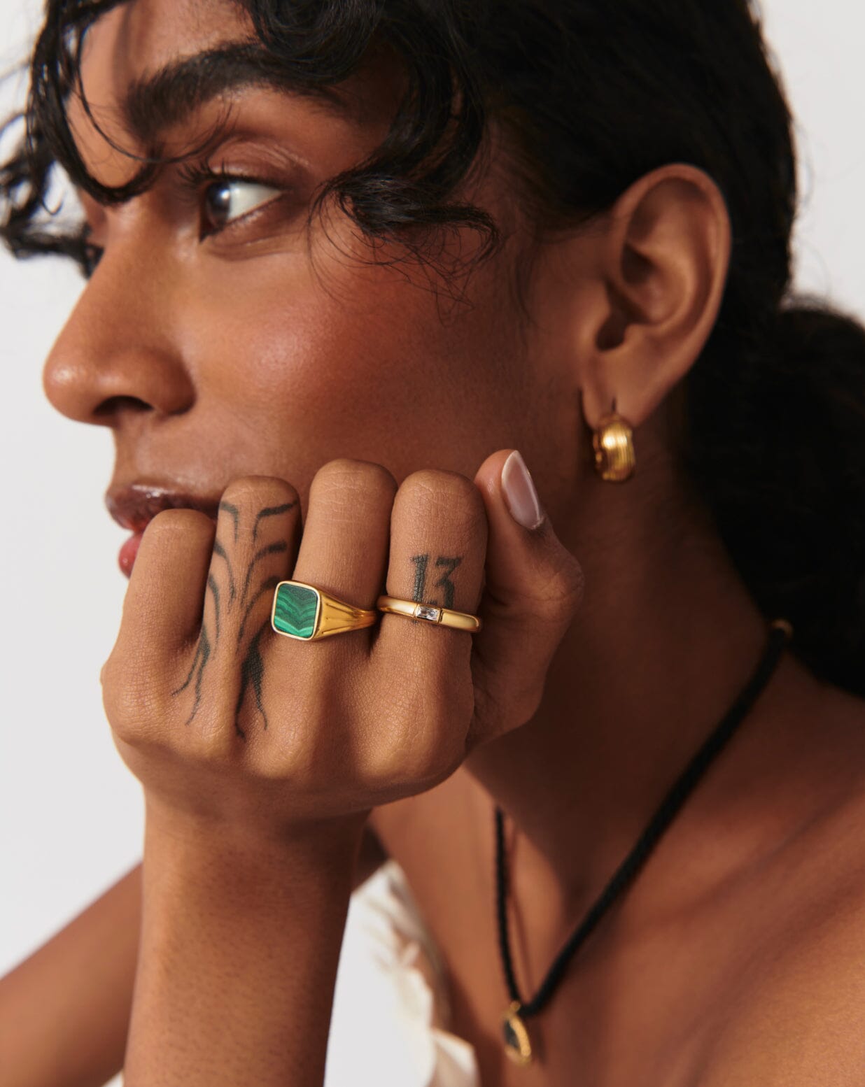 Lucy Williams Square Signet Ring | 18ct Gold Vermeil/Malachite